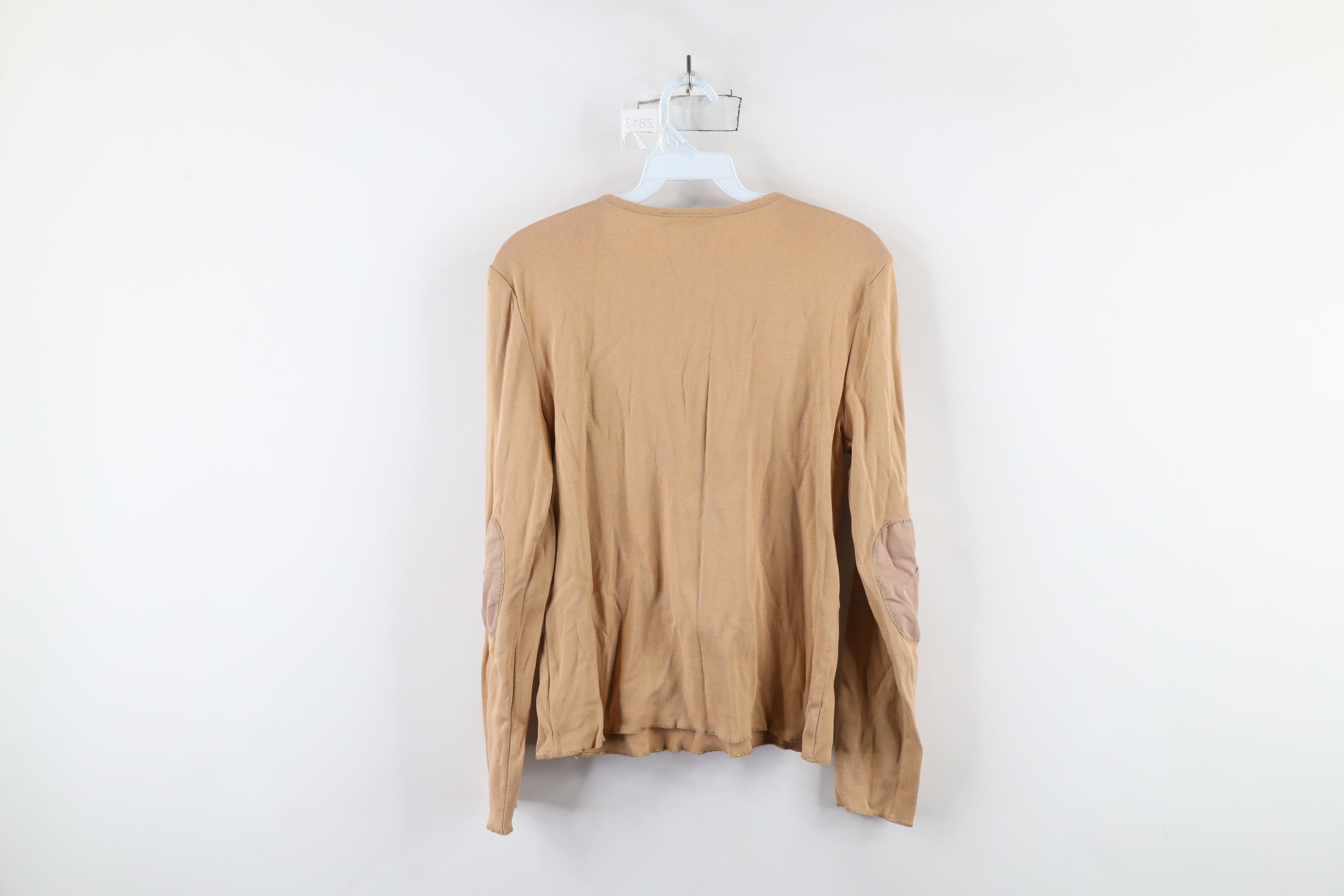 Ralph Lauren × Vintage Vintage 90s Ralph Lauren Knit Henley T-Shirt Beige USA Size L / US 10 / IT 46 - 13 Thumbnail