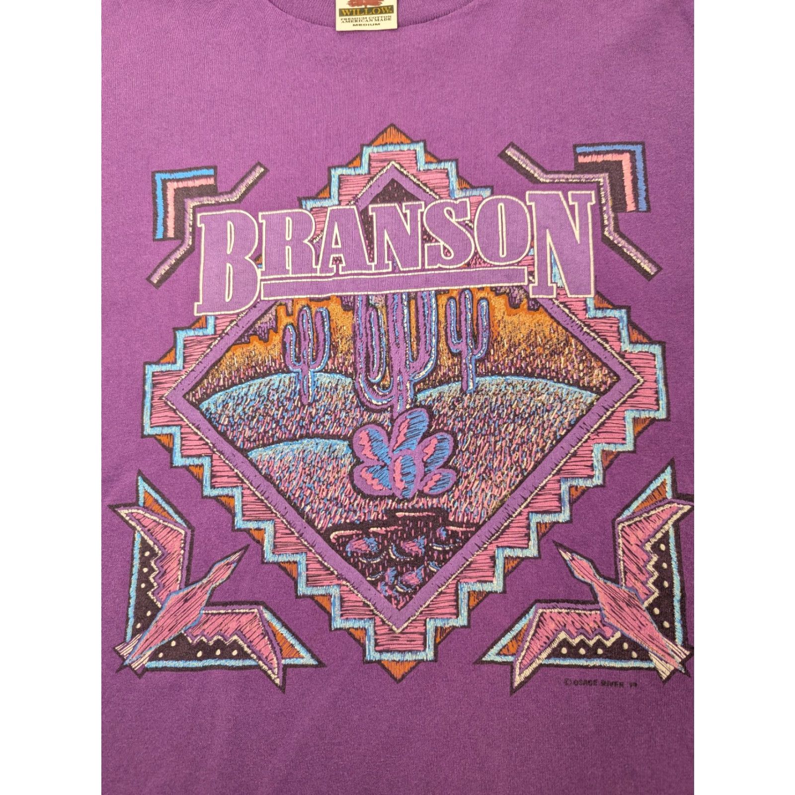 Vintage VINTAGE Red Willow Shirt Mens 90s Purple Cotton 1990s Branson Missouri 90s Single Stitch Crew Neck Short Sleeve Medium X-Large?? Size US M / EU 48-50 / 2 - 7 Thumbnail