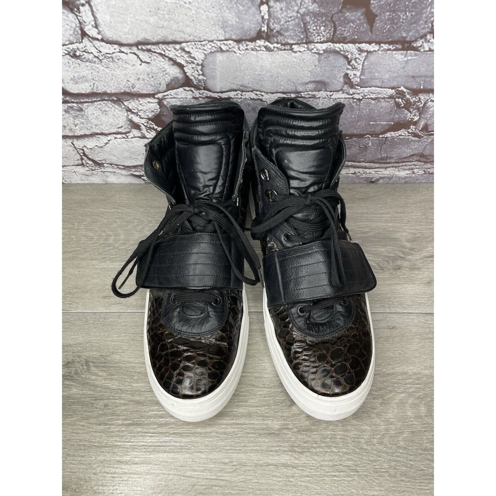 Savio Barbato Savio Barbato Brown Patent Croc Embossed High Top Strap Snea Size US 12 / EU 45 - 11 Thumbnail