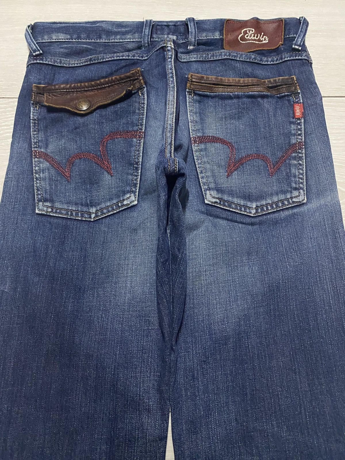 Edwin Vintage Edwin Blue Trip Hybrid Distressed Loose Jeans Size US 31 - 4 Thumbnail