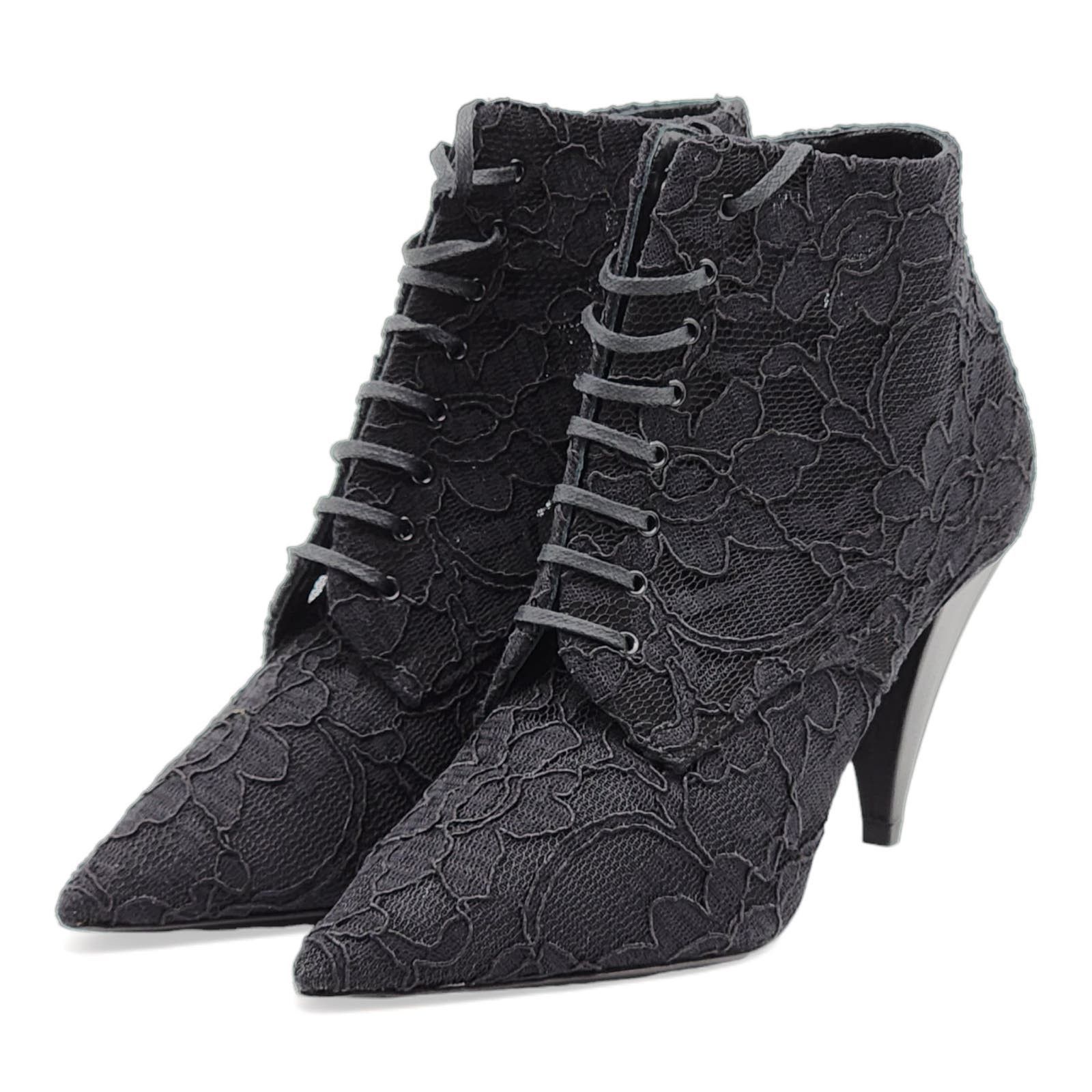 Saint Laurent Paris Kiki Lace Boots Black NEW $990