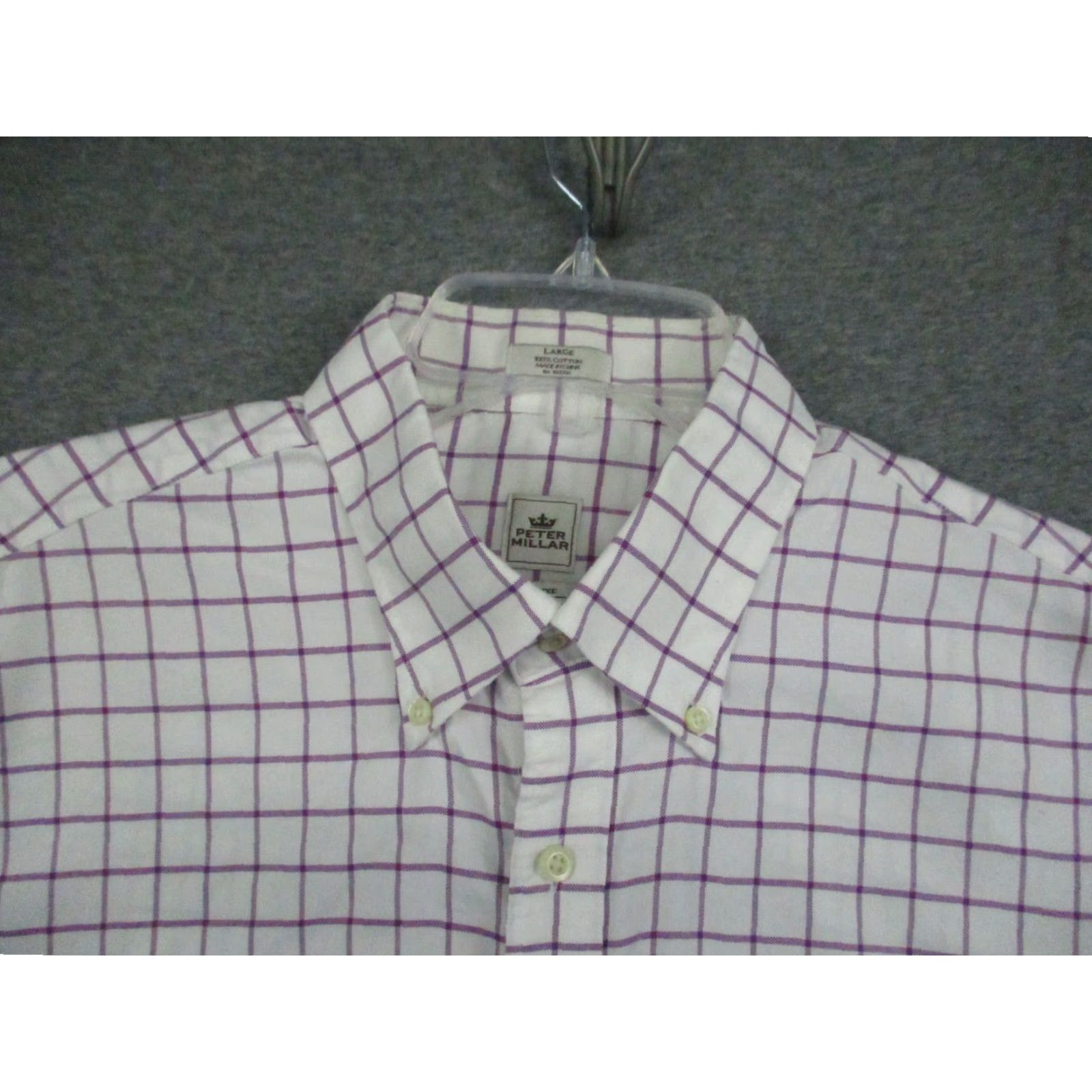 Peter Millar Peter Millar Nanoluxe Shirt Mens Large White Lavender Check Button-Up Shirt Size US L / EU 52-54 / 3 - 3 Thumbnail
