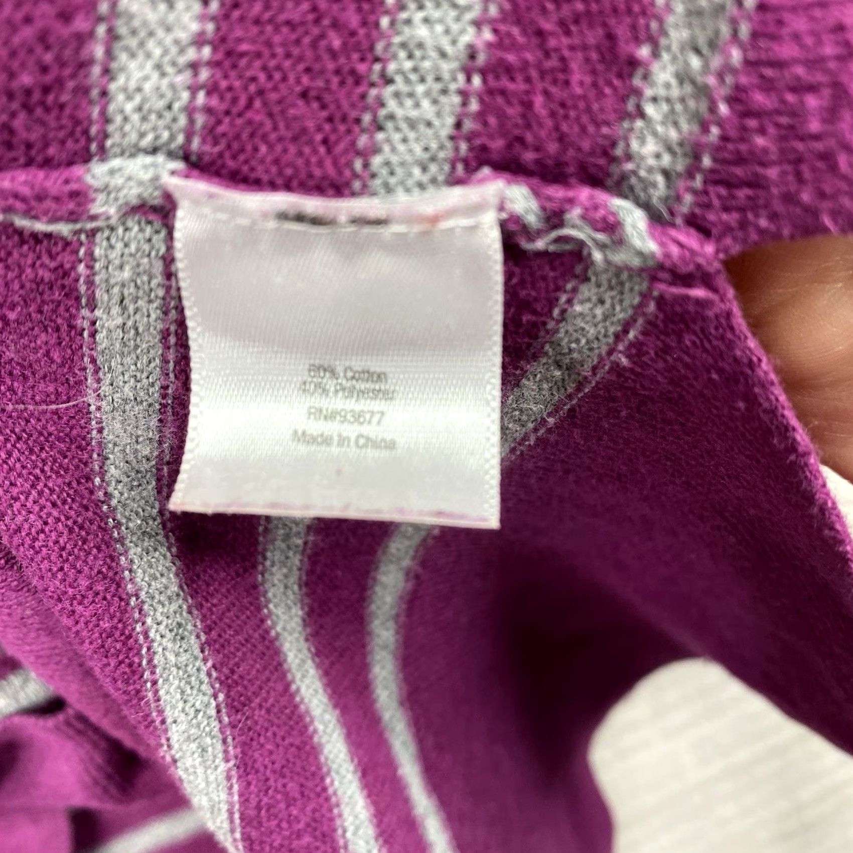 Vintage ANA a.n.a Sweater Top Womens 1X Purple Stripe Long Sleeve Pullover Blouse Size XL / US 12-14 / IT 48-50 - 7 Thumbnail