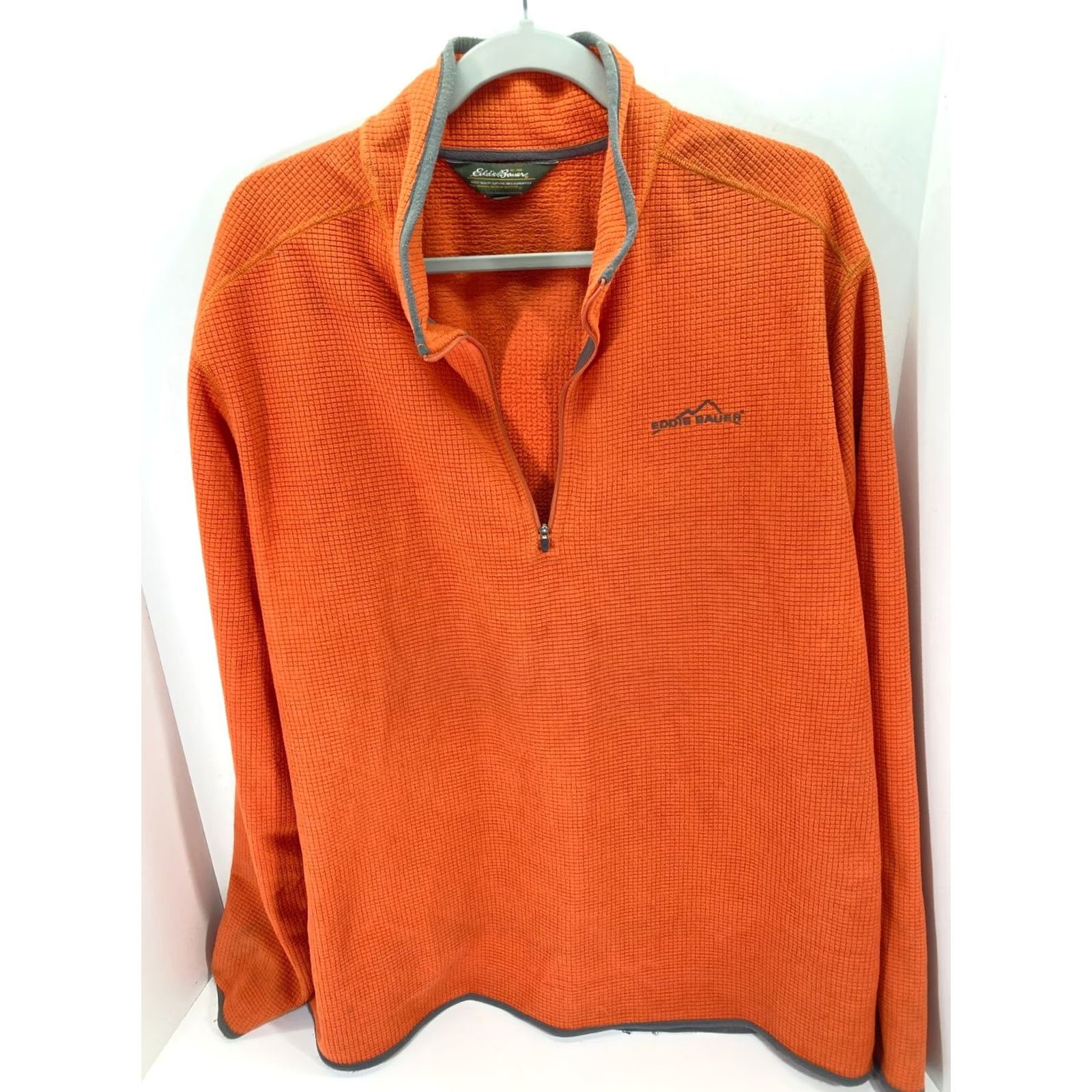Eddie Bauer VINTAGE Eddie Bauer Pullover Sweater Mens L Orange Waffle Grid 1/4 Zip Outdoor Logo Size US L / EU 52-54 / 3 - 2 Thumbnail