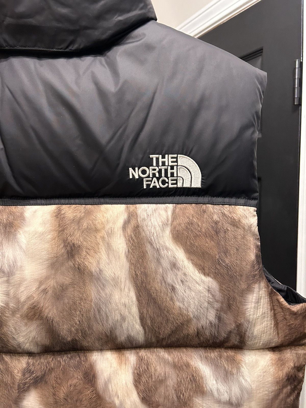 SUPREME x THE NORTH FACE Fur Print Nuptse Vest Sz L FW13