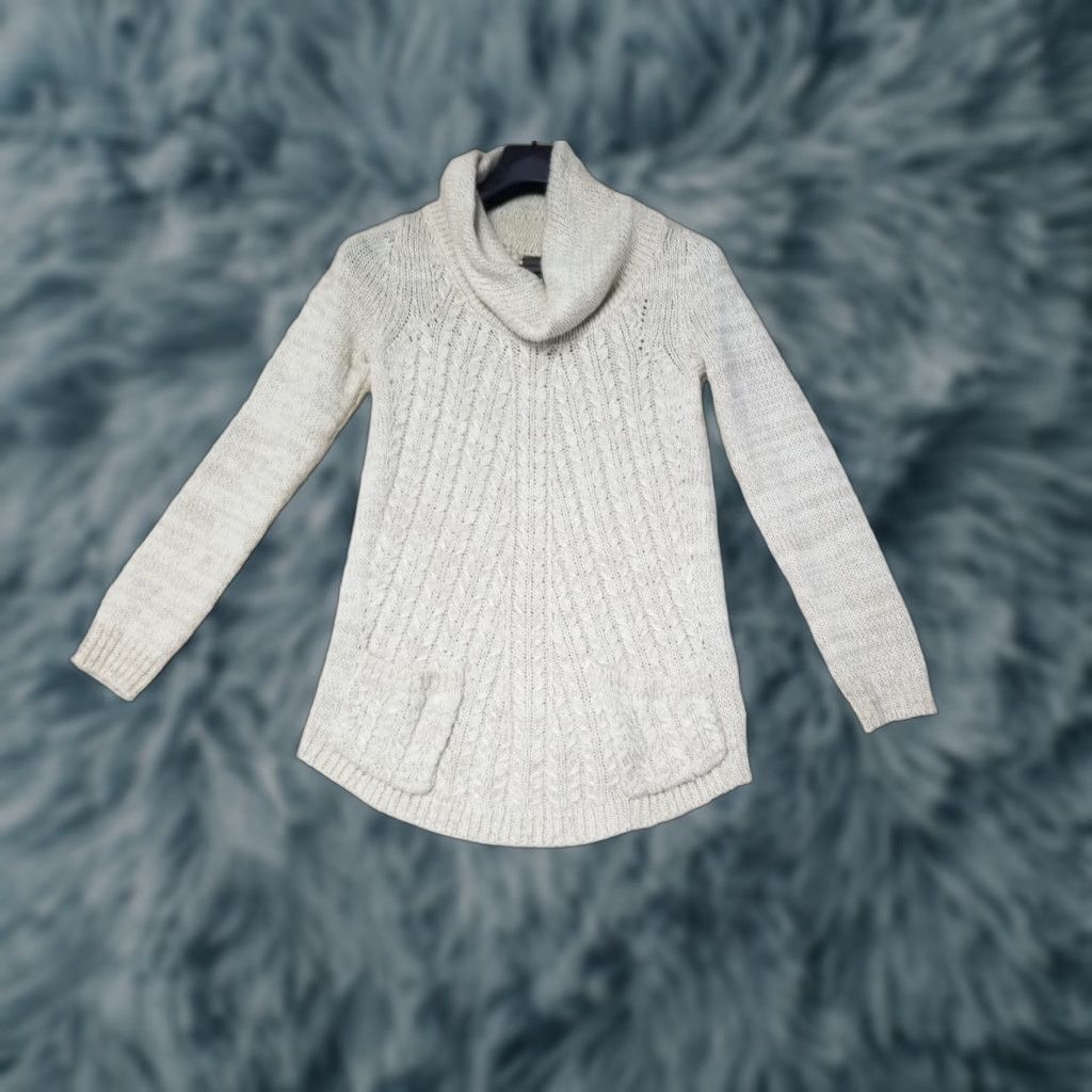 Vintage Guinevere Womens Small Cowl Neck Sweater Wool Mohair Blend Beige Knit Pullover Size S / US 4 / IT 40 - 1 Thumbnail
