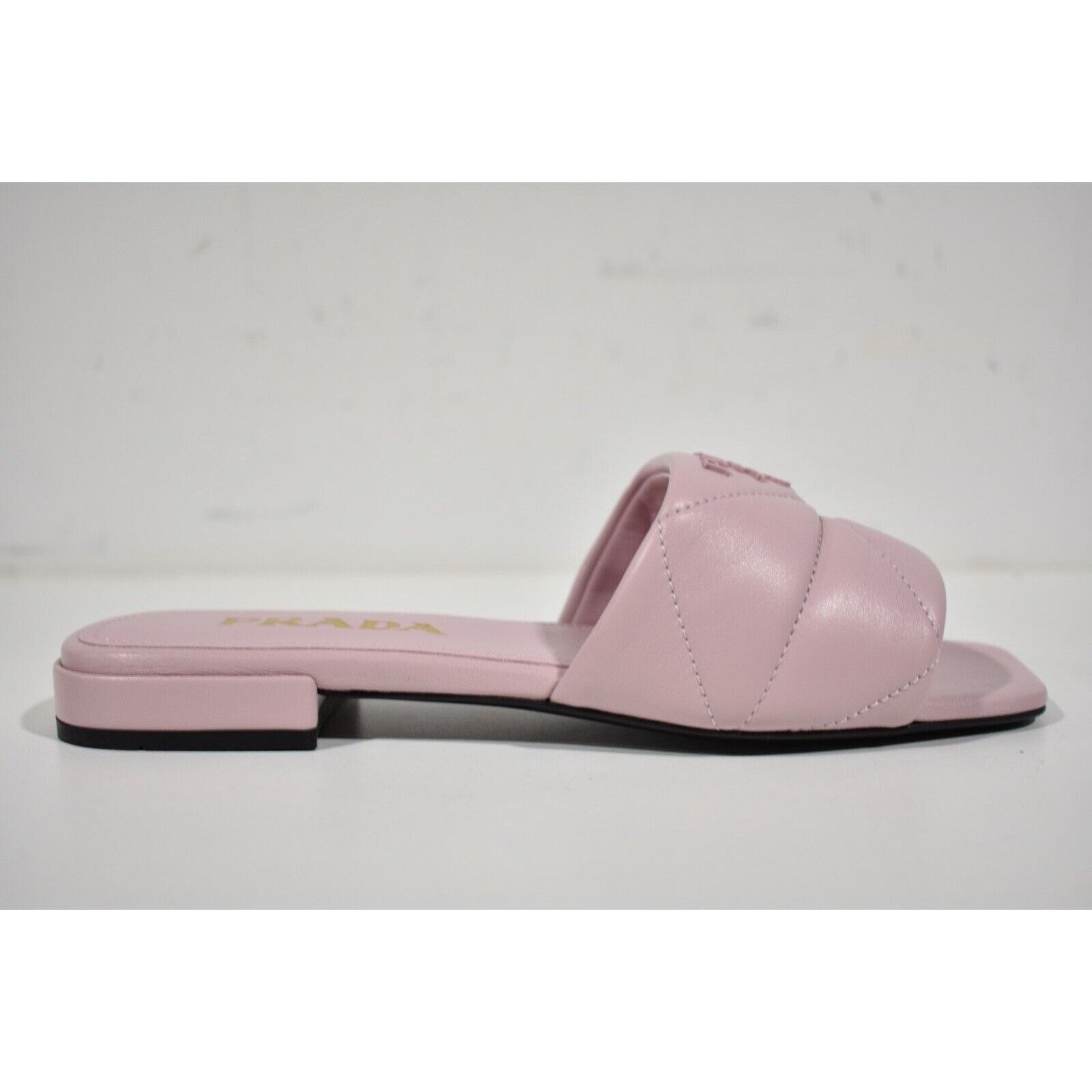 Prada Prada Alabastro Pink Quilted Nappa Leather Logo Slide Size US 6 / IT 36 - 2 Thumbnail