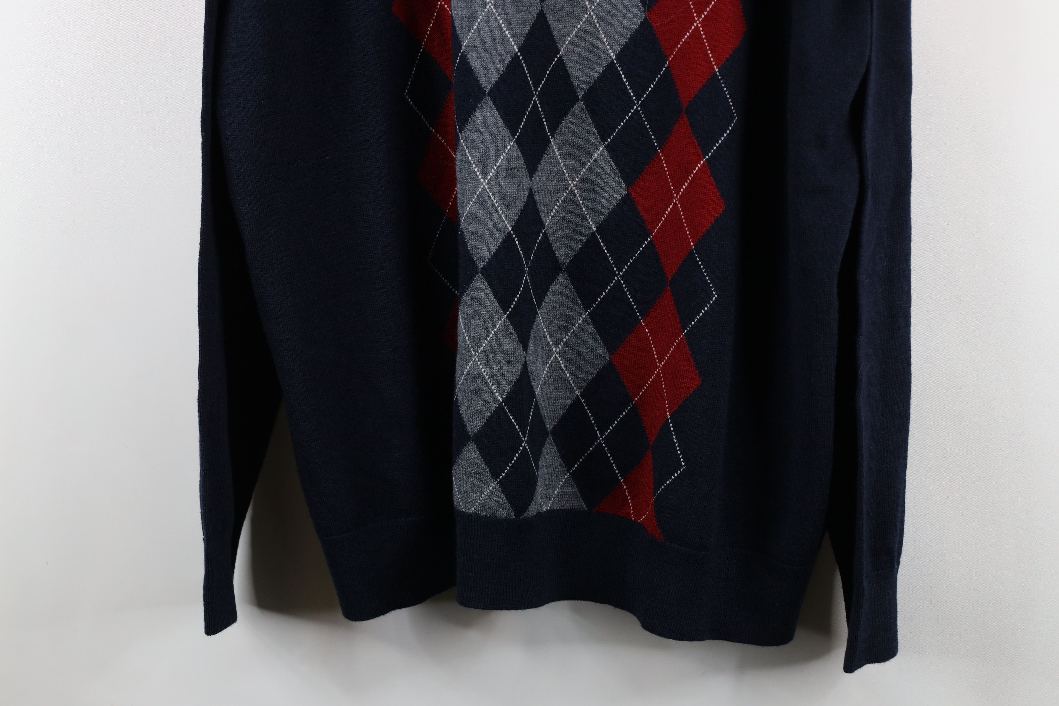 Banana Republic × Vintage Banana Republic Wool Knit Argyle Diamond V-Neck Sweater Size US XXL / EU 58 / 5 - 3 Thumbnail