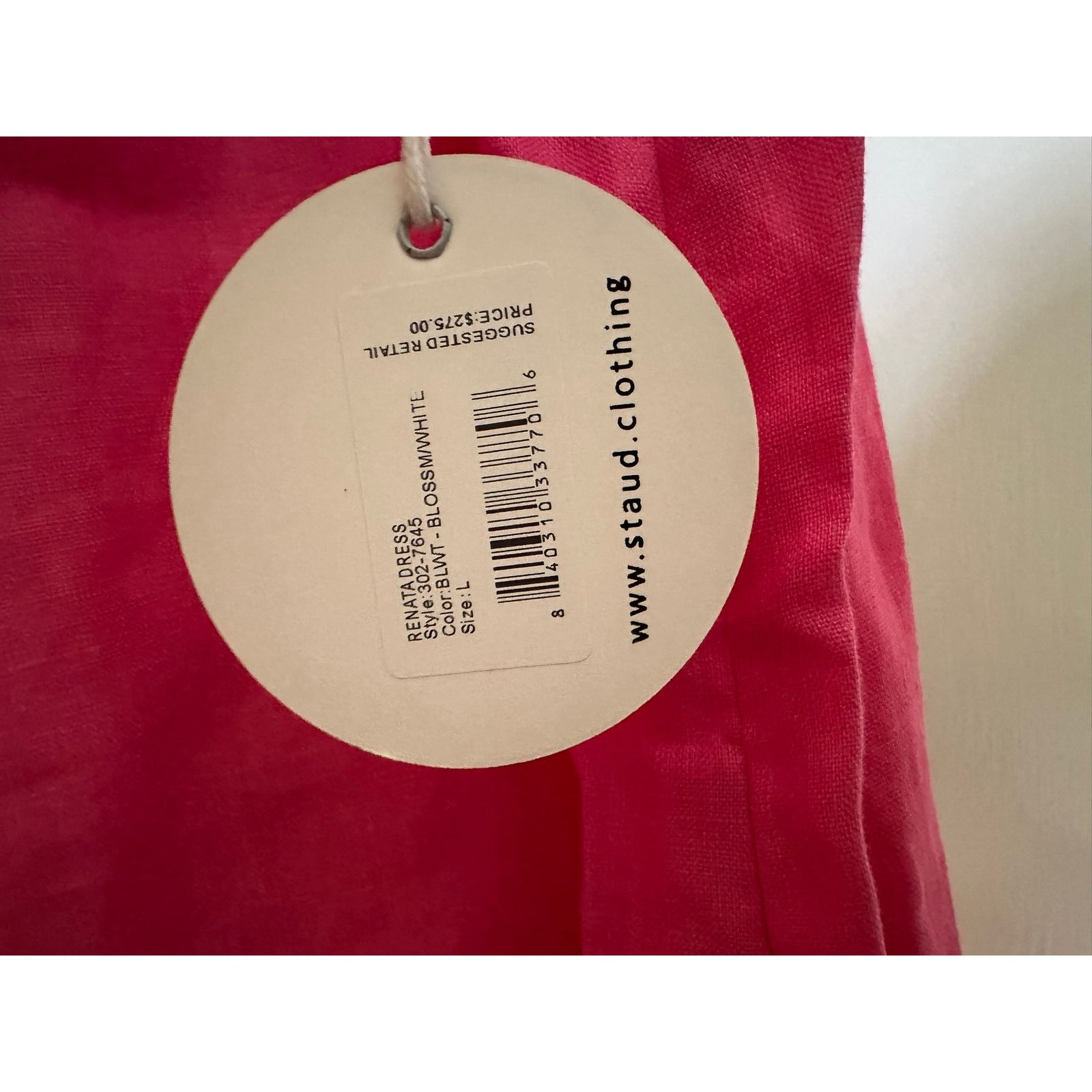 Authentic Staud pink renata linen dress