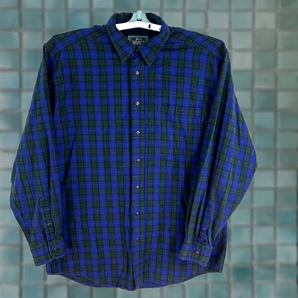 Vintage Woolrich Button-Up Shirt Plaid Flannel Cotton Blue L Mens Size L Casual Travel Pocketed Button-Up Size US L / EU 52-54 / 3 - 1 Thumbnail