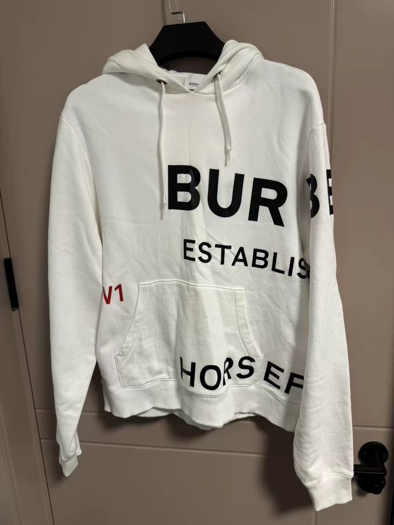 Burberry Burberry Logo Print White Hoodie-yf Size US S / EU 44-46 / 1 - 1 Thumbnail