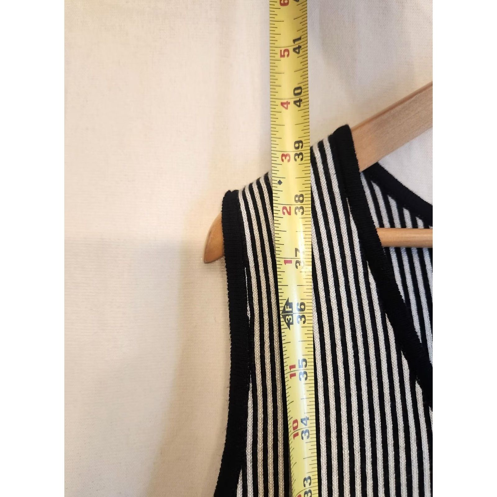 Vintage Lane Bryant Dress Womens 1X White Stripe Knit Sleeveless Fit Flare Knee Length Size XL / US 12-14 / IT 48-50 - 6 Thumbnail