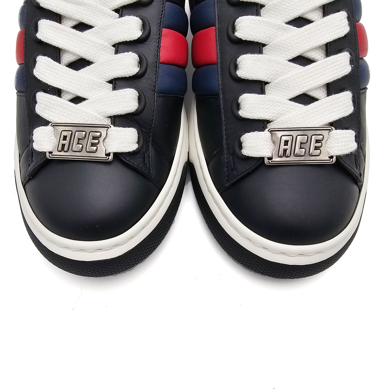 Gucci Gucci Ace Mens Sneakers Blue Red Web Black Leather 10.5 New Size US 10.5 / EU 43-44 - 11 Thumbnail
