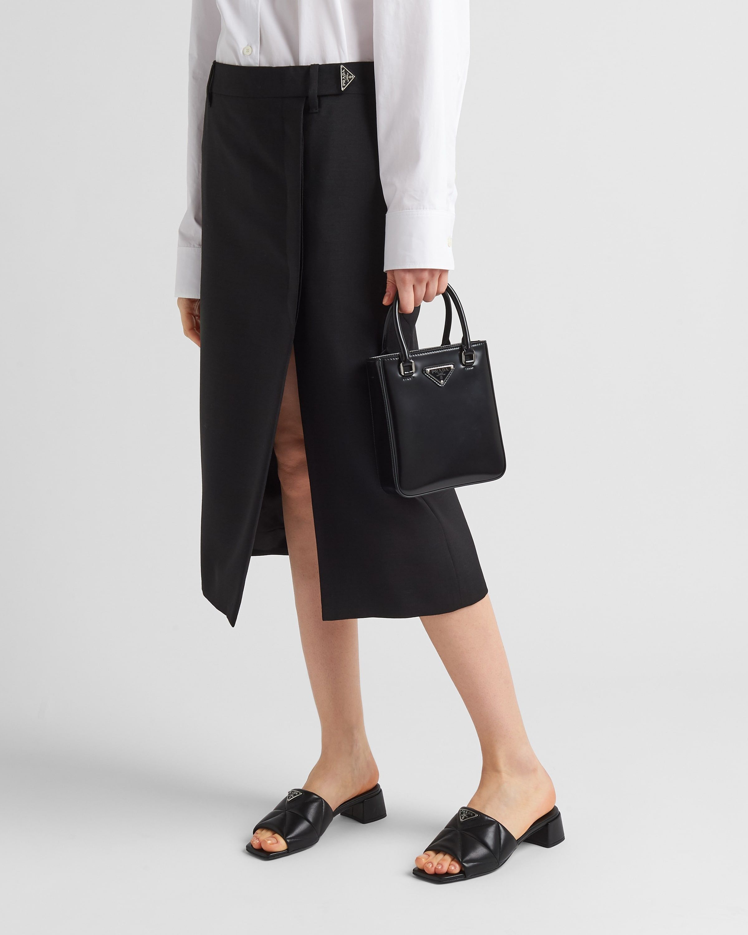 Prada oc11z0625 Quilted Nappa Slides Sandals in Black Size US 11 / IT 41 - 3 Thumbnail