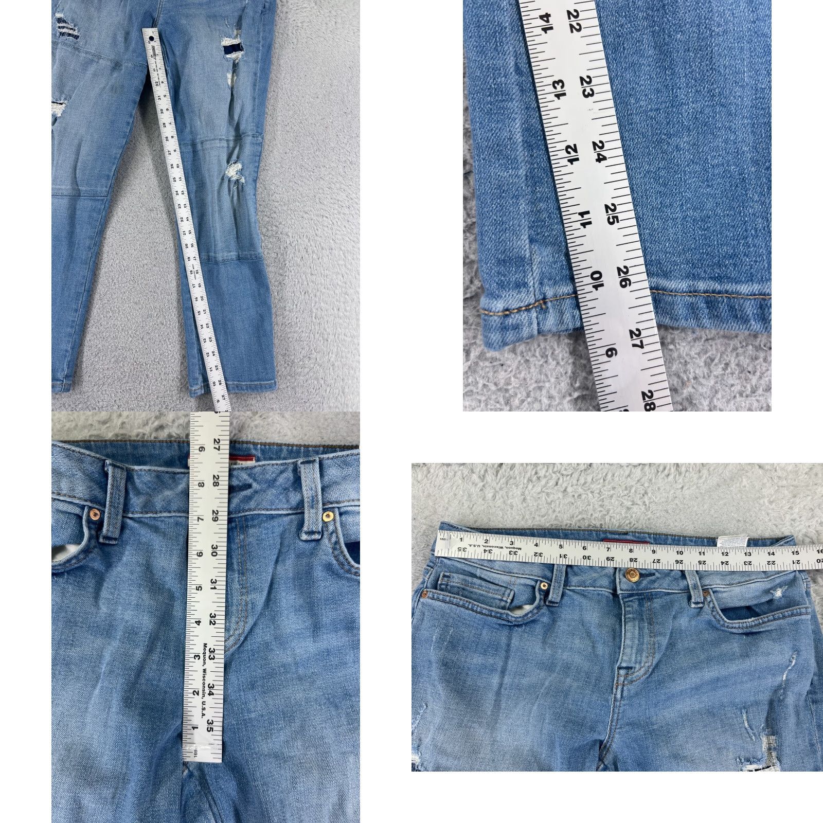 Tommy Hilfiger Tommy Hilfiger Women's Jeans 4 Blue Denim Mid Rise Straight Asymmetric Distressed 5-Pocket Size 27" / US 4 / IT 40 - 8 Thumbnail