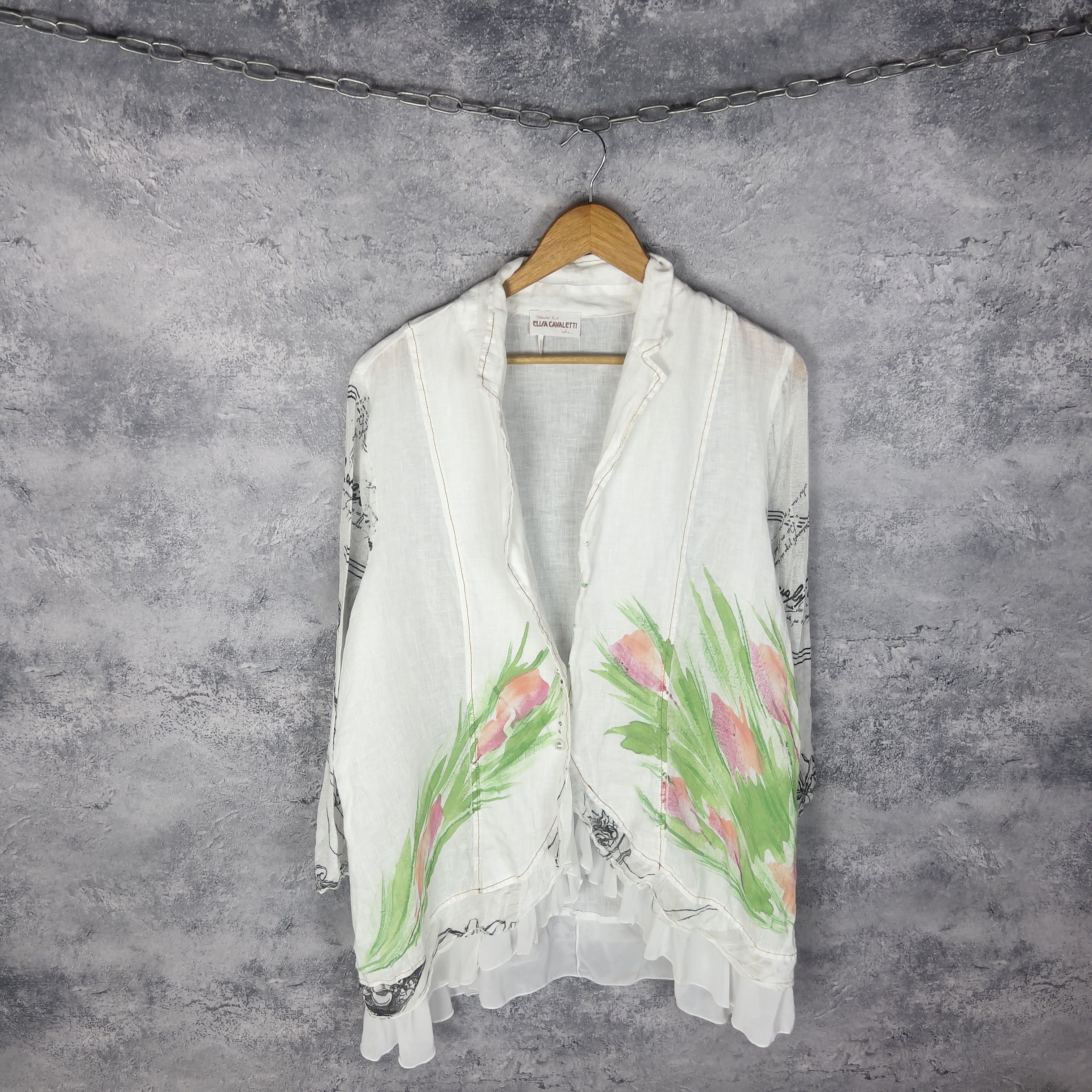 Elisa Cavaletti × Vintage Elisa Cavaletti Luxury Blouse Size 1 White Long Sleeve Size XS / US 0-2 / IT 36-38 - 1 Thumbnail