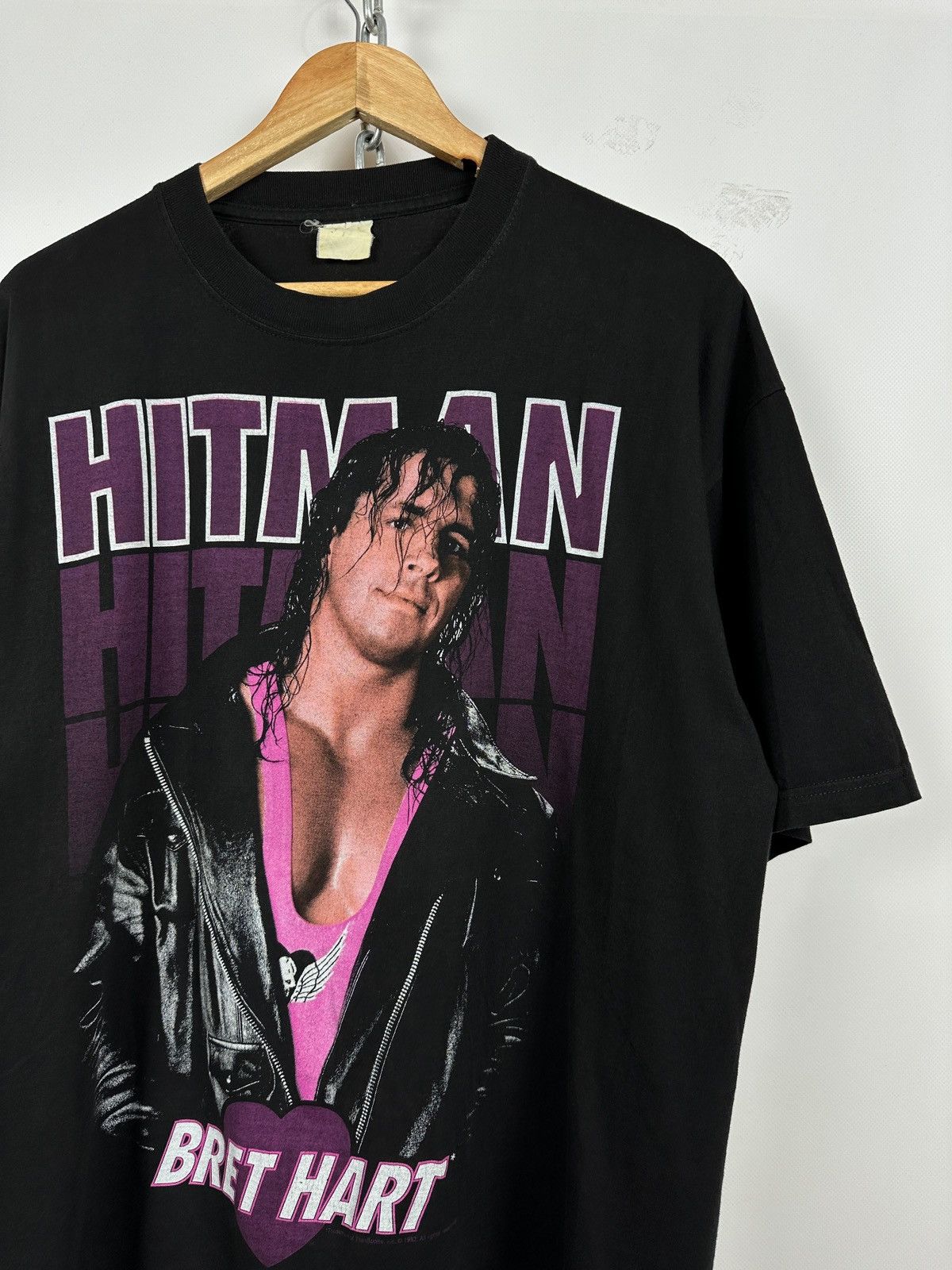 Vintage 1993 Vintage Bret Hart Hitman WWE T-Shirt Size US L / EU 52-54 / 3 - 6 Thumbnail