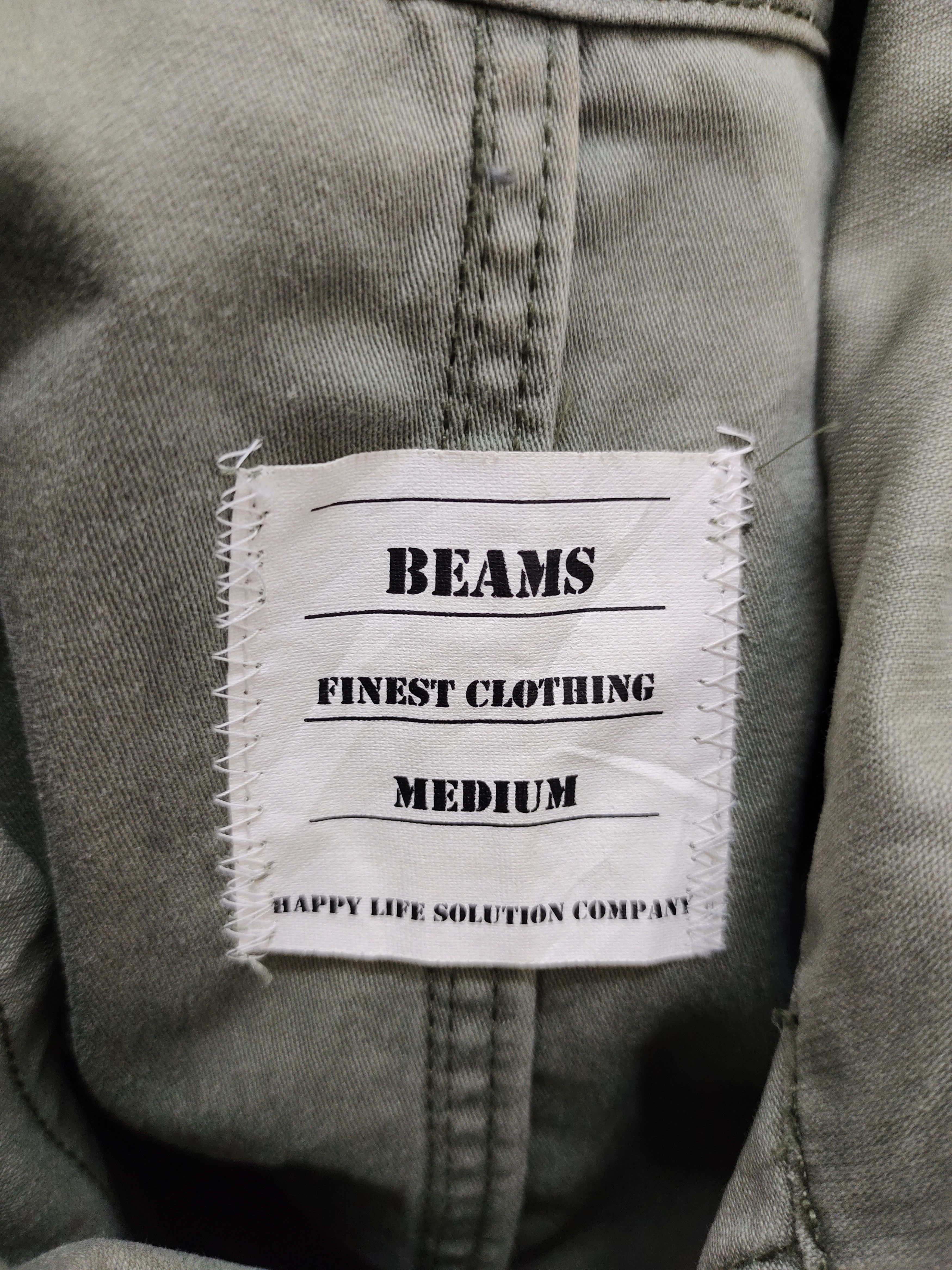 Beams Plus 2000s Beams Studded Pocket Olive Green Military Field Shirt Size US M / EU 48-50 / 2 - 18 Thumbnail