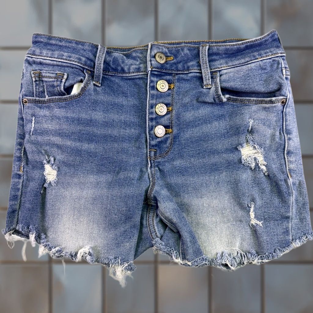 Old Navy Old Navy Rockstar Super Skinny Jean Shorts Blue Distressed Button Fly Size 4 Womens Denim Cut-Off Distressed Jeans Summer Festival Size 27" / US 4 / IT 40 - 1 Thumbnail