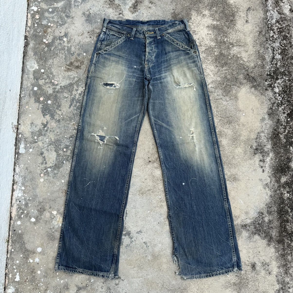 Japanese Brand VINTAGE UNION MADE FADED RIPPED JEANS DENIM CARGO PANTS Size US 30 / EU 46 - 3 Thumbnail