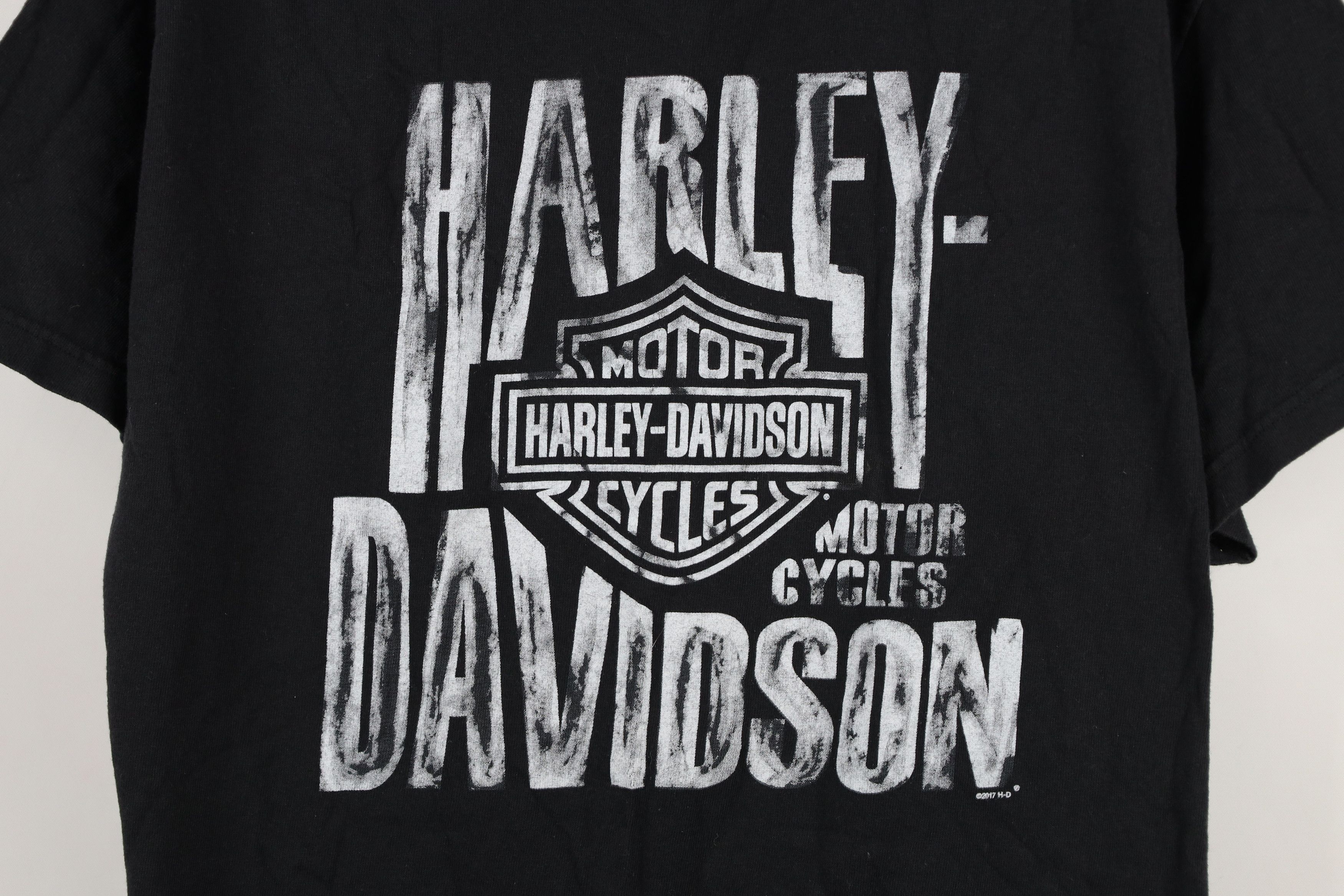 Harley Davidson × Vintage Vintage Y2K Harley Davidson Spell Out Chalk T-Shirt Black Size US L / EU 52-54 / 3 - 4 Thumbnail
