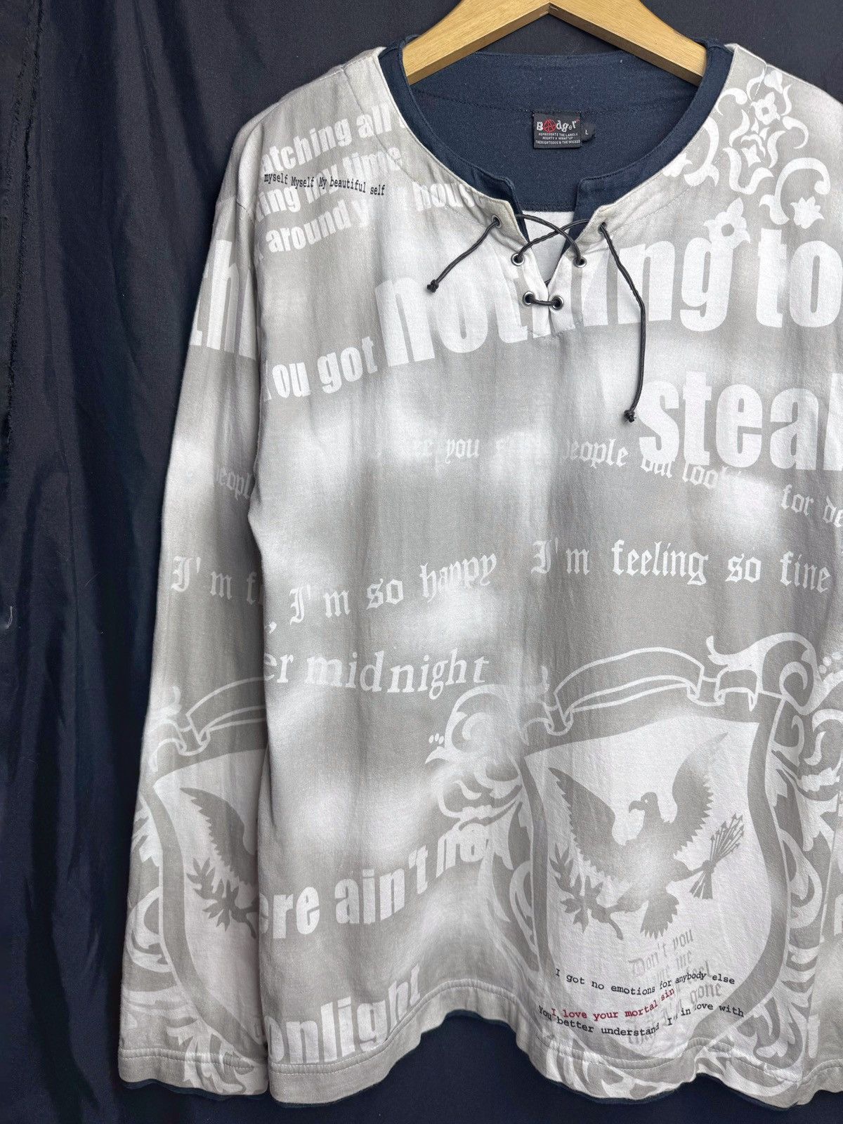 If Six Was Nine × Japanese Brand × Le Grande Bleu (L.G.B.) Japanese Poem Bodgear Long Sleeve 2000s Anarchy Size US L / EU 52-54 / 3 - 3 Thumbnail
