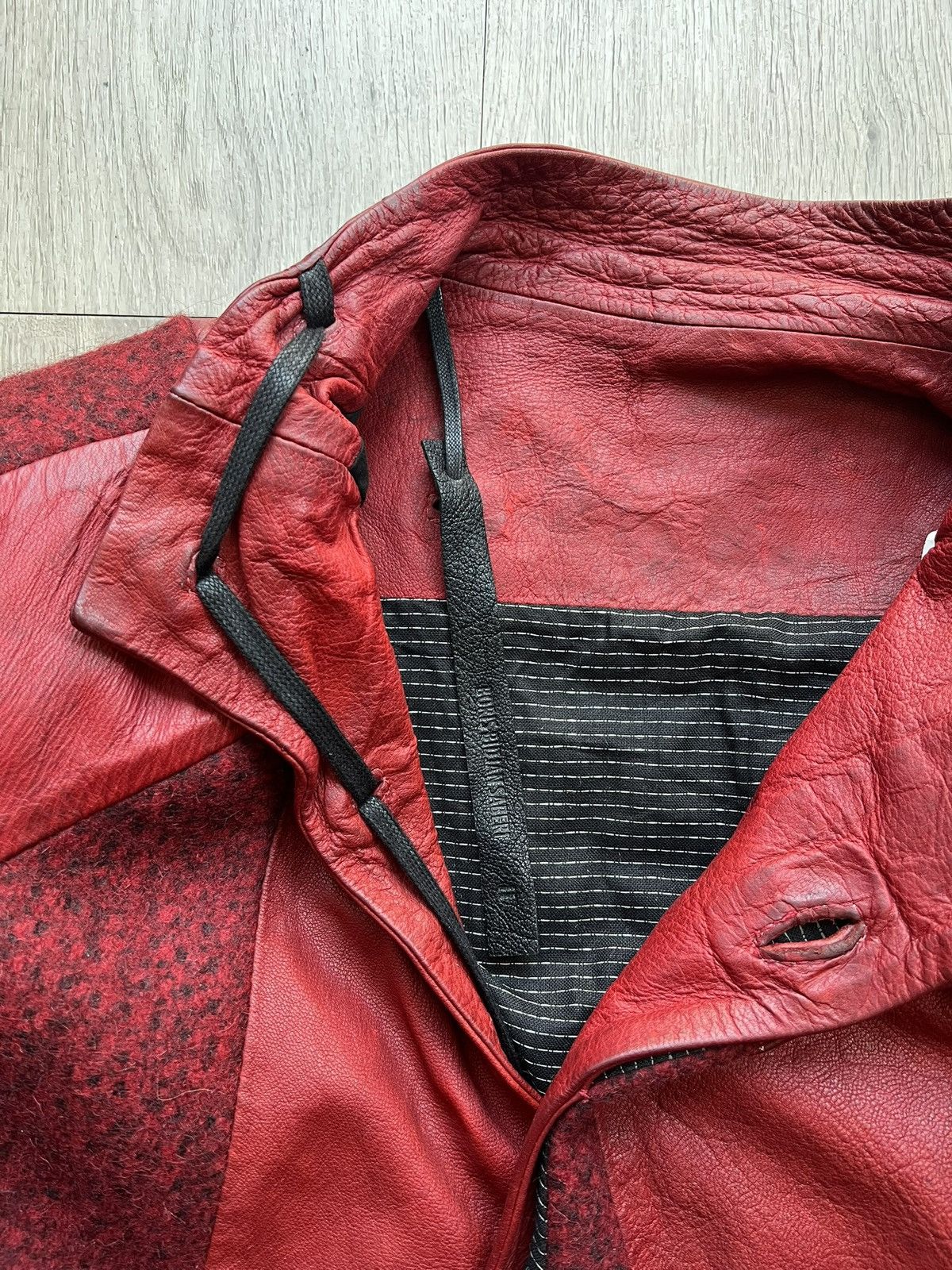 Boris Bidjan Saberi Boris Bidjan Saberi Fw15 Hybrid waxed horse leather jacket Size US M / EU 48-50 / 2 - 7 Thumbnail
