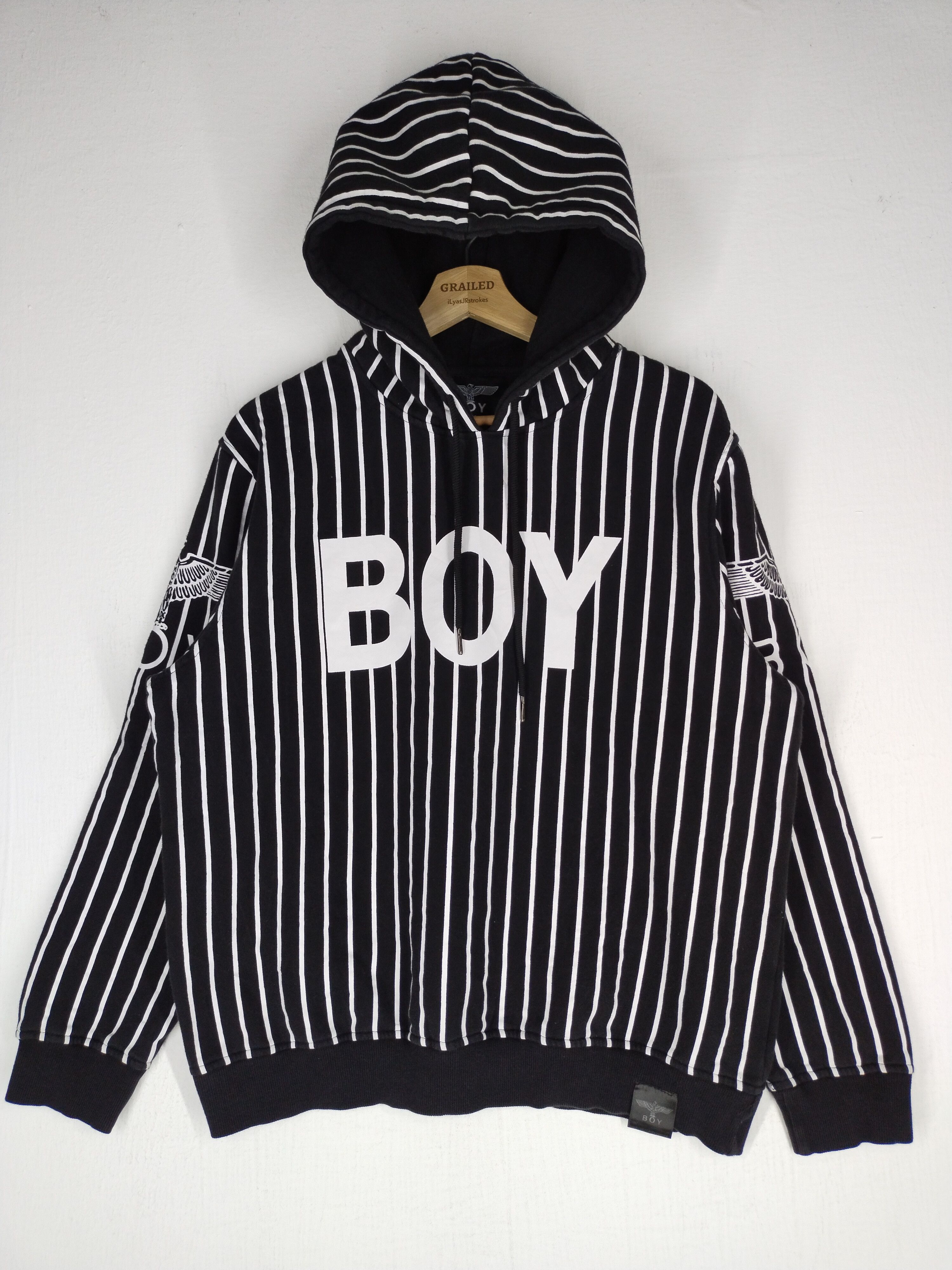 image of Boy London Hoodie Sweatshirt in Black/White, Men's (Size XL)