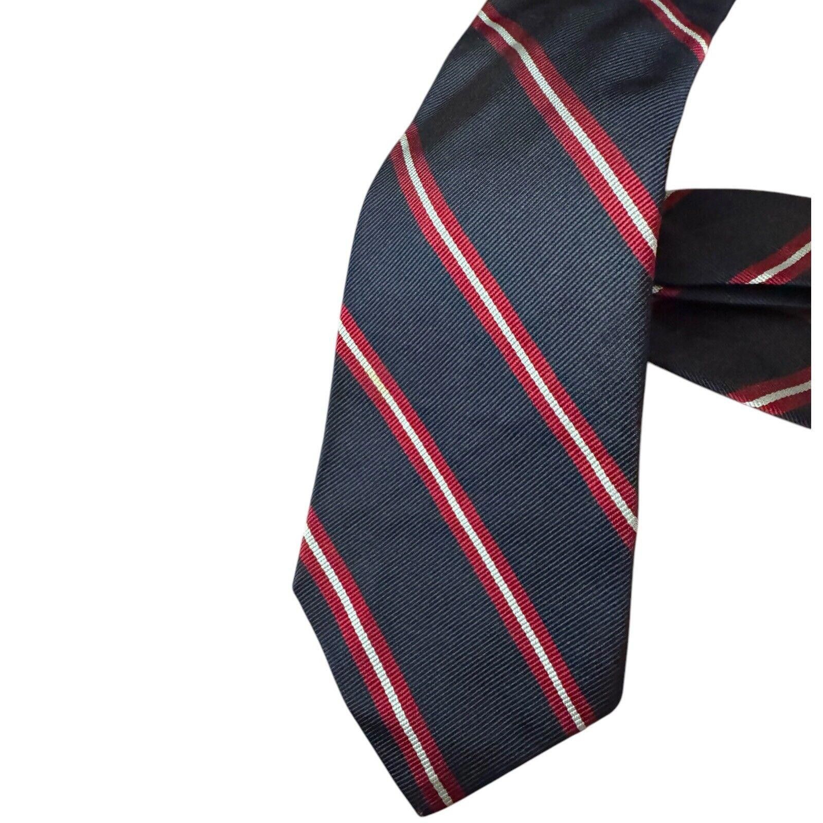 Brooks Brothers Brooks Brothers All Silk Navy Blue & Red Striped Repp Tie Size ONE SIZE - 2 Thumbnail
