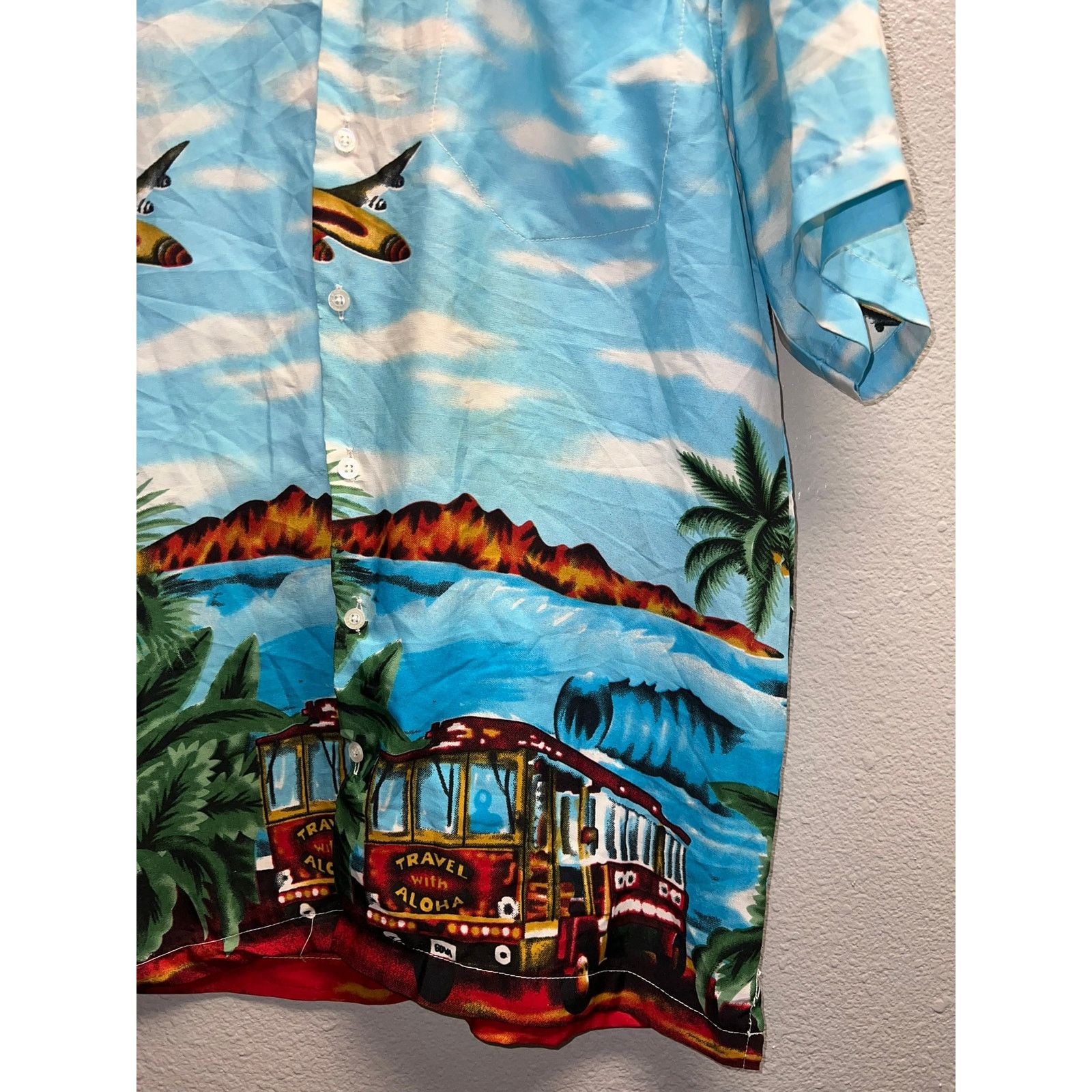 Pacific and Co. Travel With Aloha Hawaiian Plane Volcano Button Down Shirt S Size US S / EU 44-46 / 1 - 4 Thumbnail