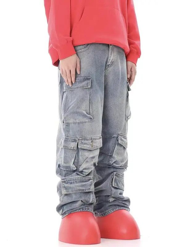 VIBE Vintage washed multi-pocket cargo jeans Size US 32 / EU 48 - 4 Thumbnail