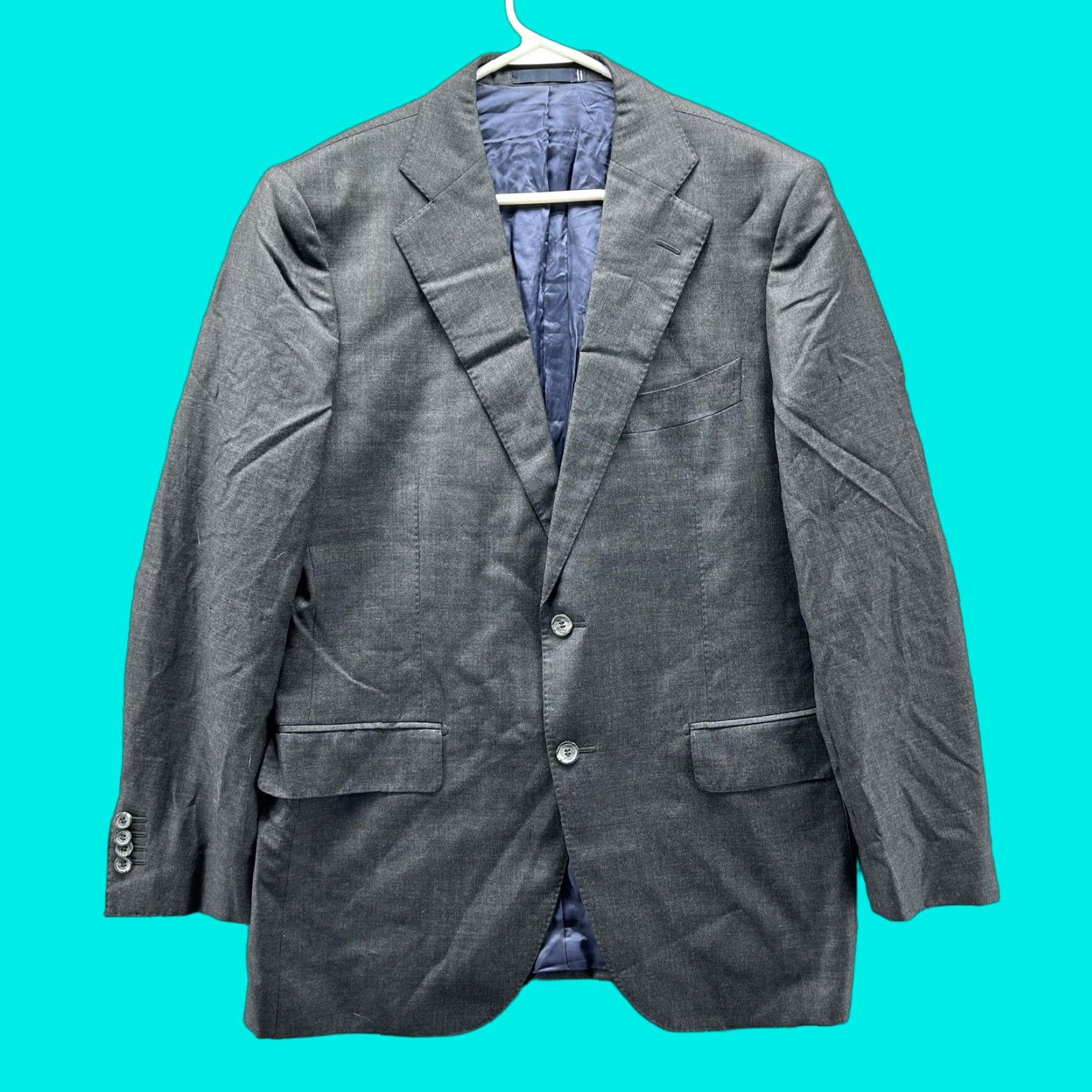 Suitsupply Suitsupply Suit Jacket Mens 52 Gray Wool Two Button Slim Fit Italy Super 110s Notch Lapel Size 52R - 1 Thumbnail