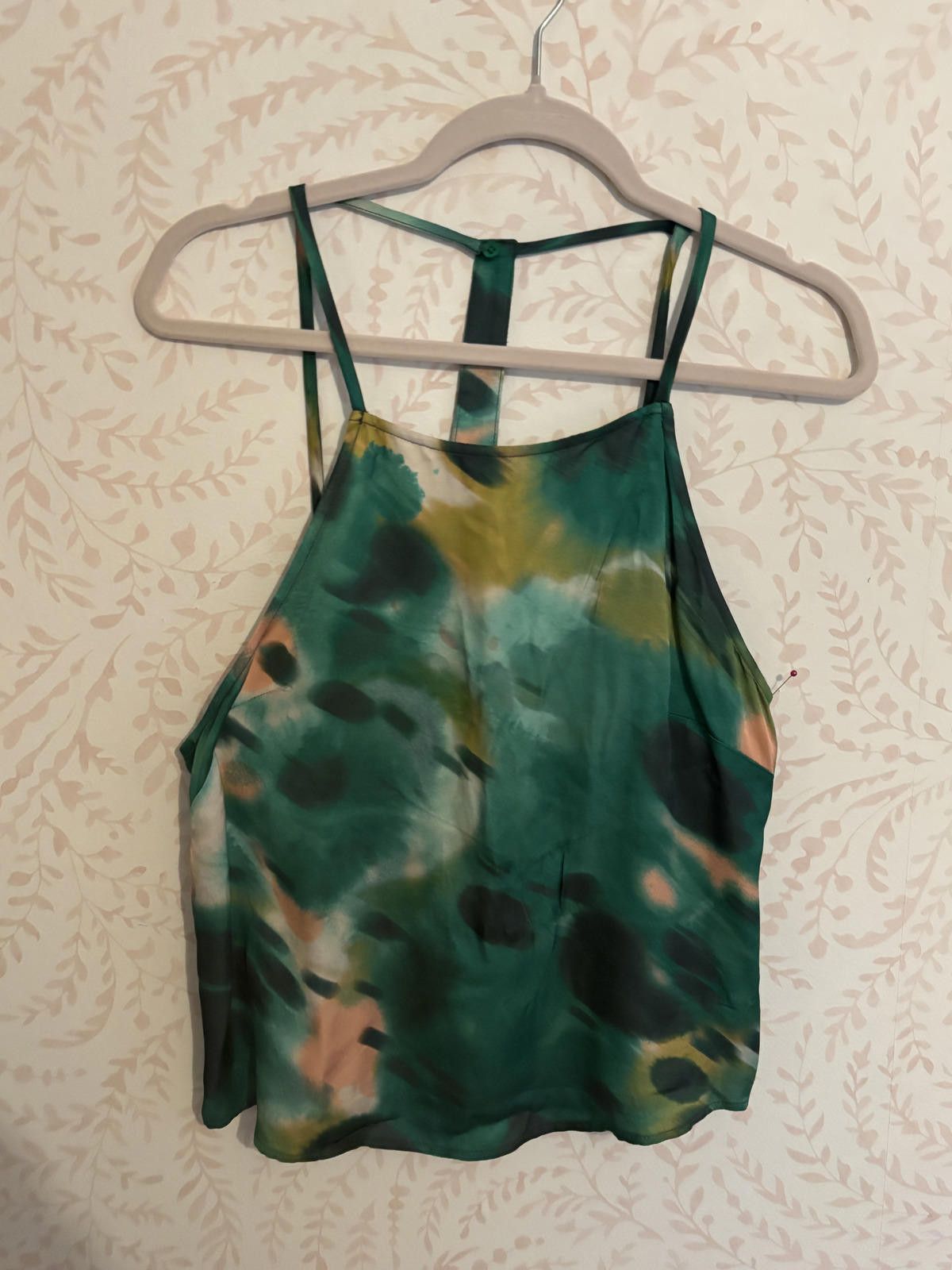 Other Anthropologie Silky Green Tie-Dye Tank Top with Strappy Back Size S / US 4 / IT 40 - 1 Thumbnail