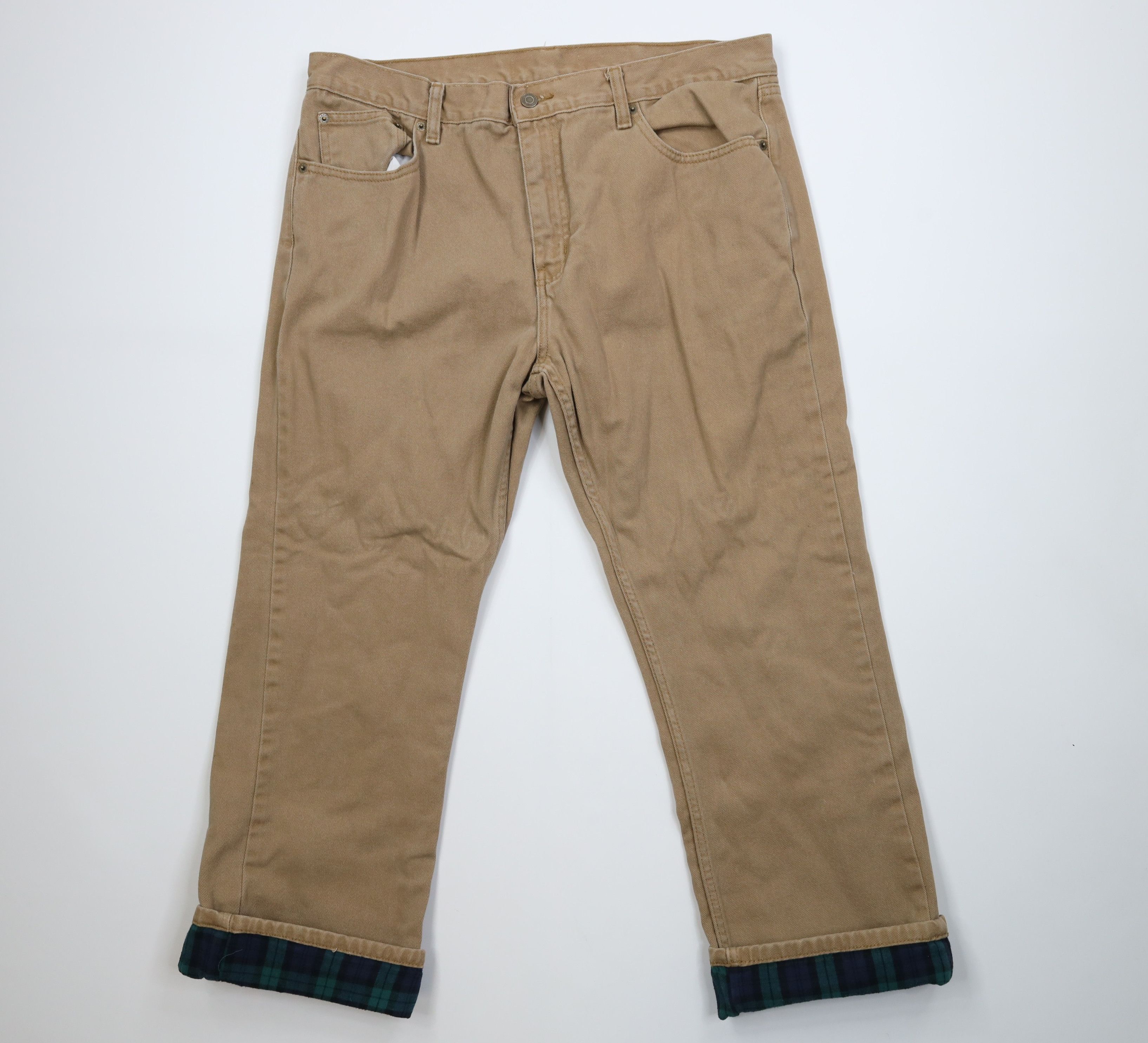 Vintage Vintage Streetwear Heavy Flannel Lined Wide Leg Jeans Beige Size US 38 / EU 54 - 1 Thumbnail
