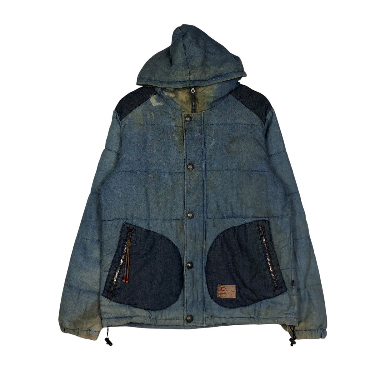 Blue Blue Japan 📌Vintage Denim Chore Biker Jacket Roky Indigo Zipper Size US L / EU 52-54 / 3 - 2 Thumbnail