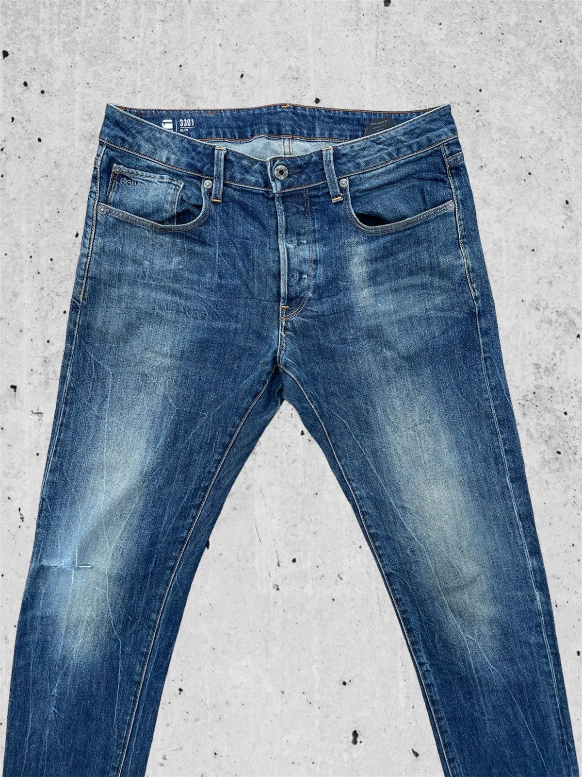 Japanese Brand 🔥 Raw G-Star Distressed Denim Slim Fit W34🔥 Size US 34 / EU 50 - 3 Thumbnail