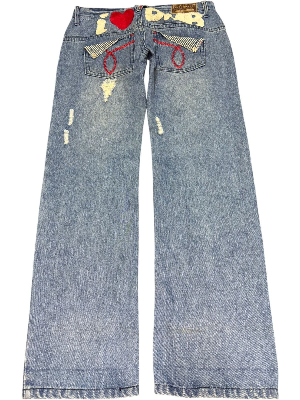 Dsquared2 Vintage Blue Moon Embellished Distressed Loose Jeans Size 32" / US 10 / IT 46 - 2 Thumbnail