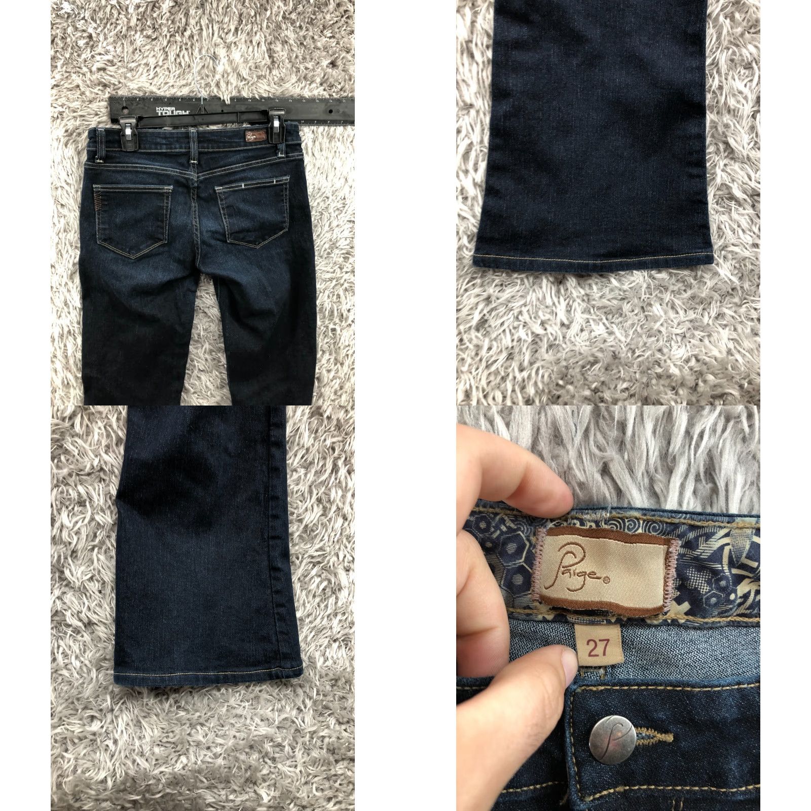 Paige Paige Jeans Flared Womens Regular Dark Blue 27 Pa ig e Flared Jeans 27 Womens Dark Wash Blue FLAW Size 27" / US 4 / IT 40 - 8 Thumbnail