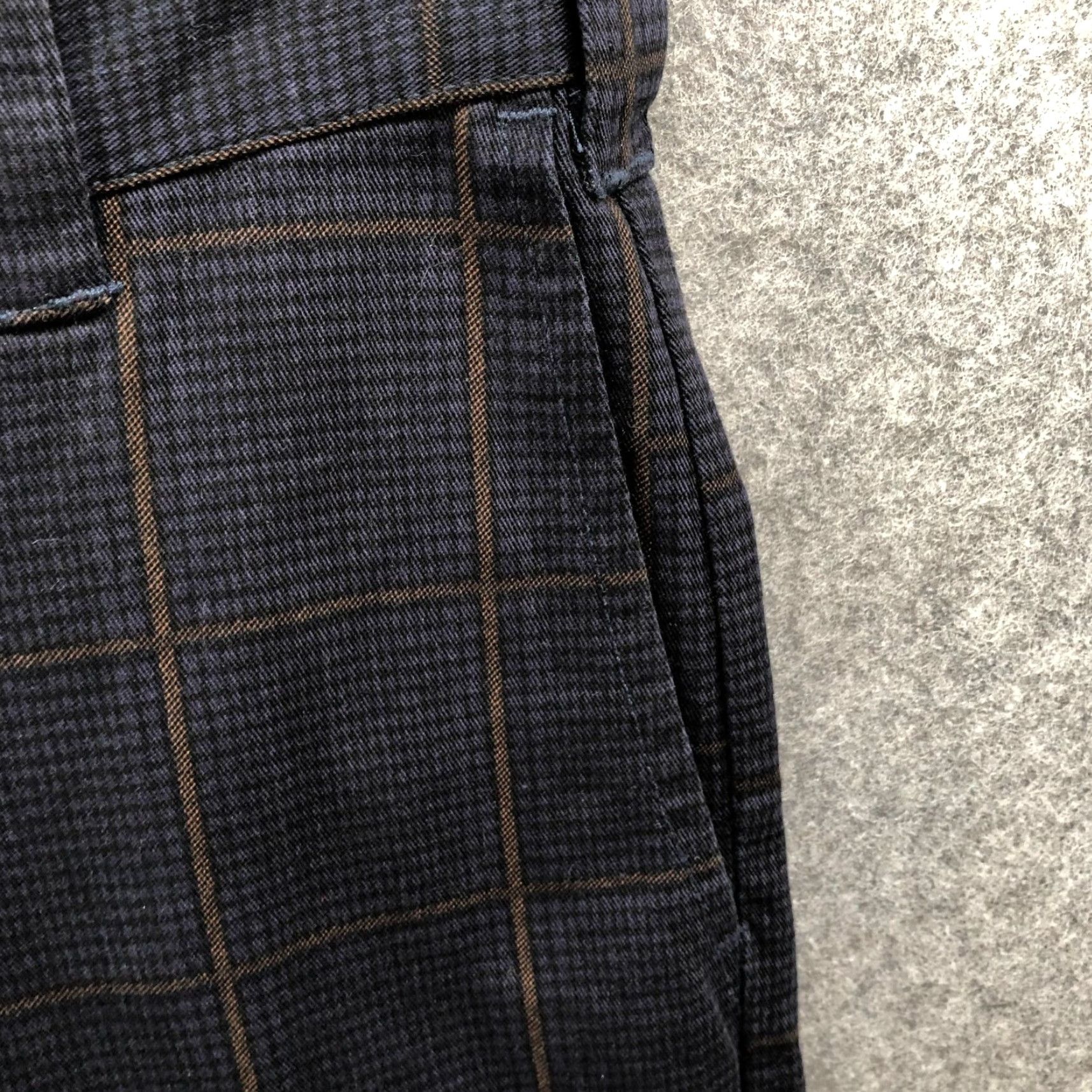 Obey OBEY Pants Womens 29 High Rise Straight Loose Cotton Plaid Dark Blue Size 29" - 6 Thumbnail