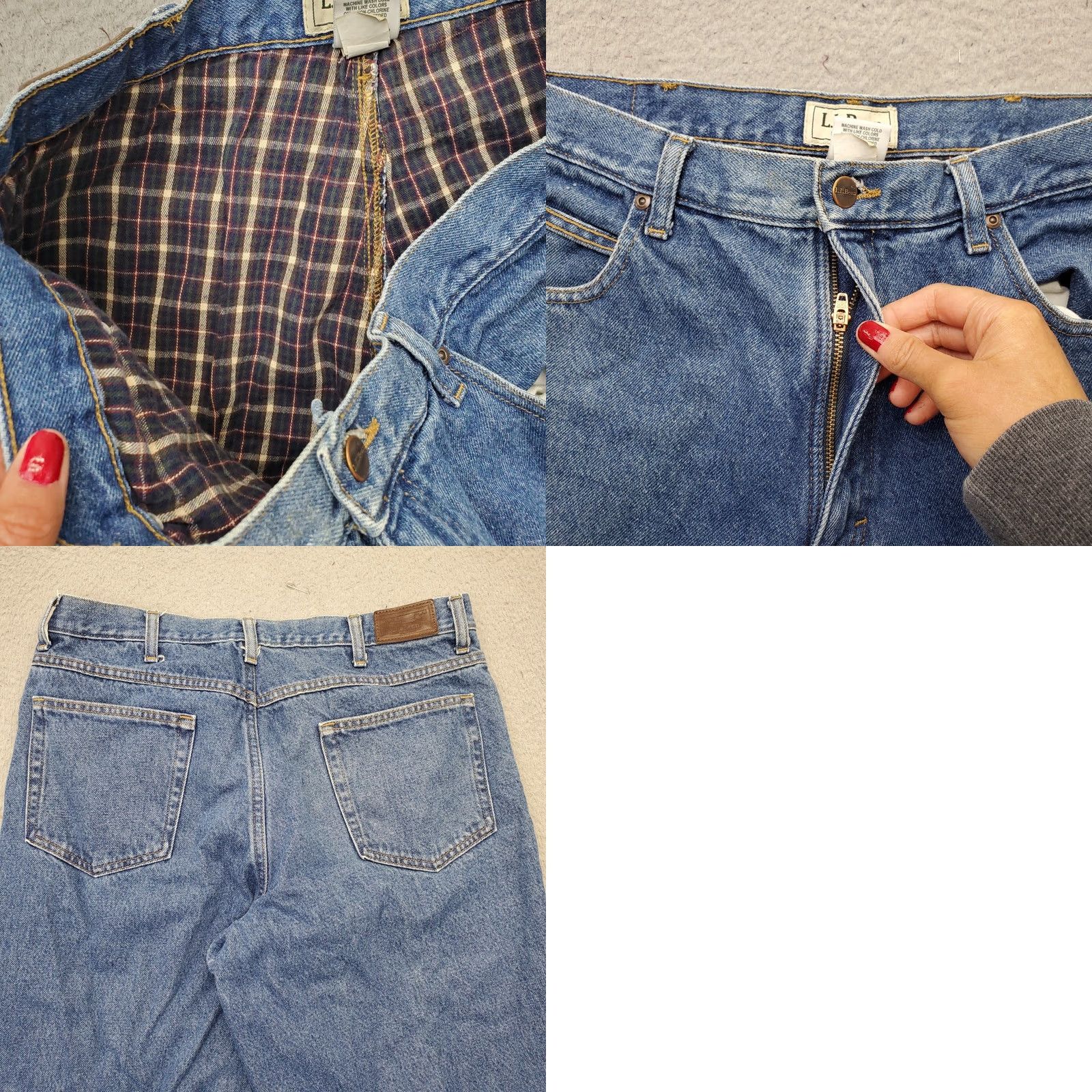 Vintage L.L.Bean Jeans Mens 35x30 Blue Denim Straight Leg 5-Pocket Regular Fit Size 35 Mens Size US 35 - 8 Thumbnail