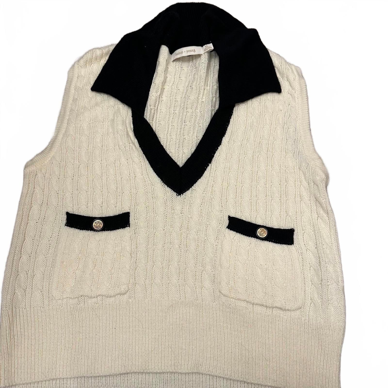 Designer Bishop + Young Cable Knit Sweater Vest - XL Size XL / US 12-14 / IT 48-50 - 2 Thumbnail