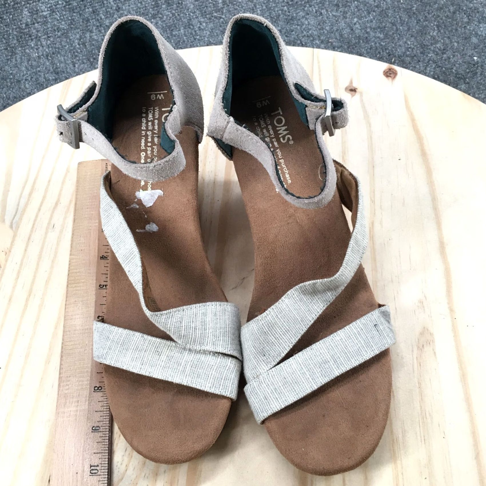 Toms TOMS Clarissa Beige Strappy Wedge Heel Open Toe Sandals Womens 9 Power Duo Ankle Strap Casual Shoes Size US 9 / IT 39 - 6 Thumbnail