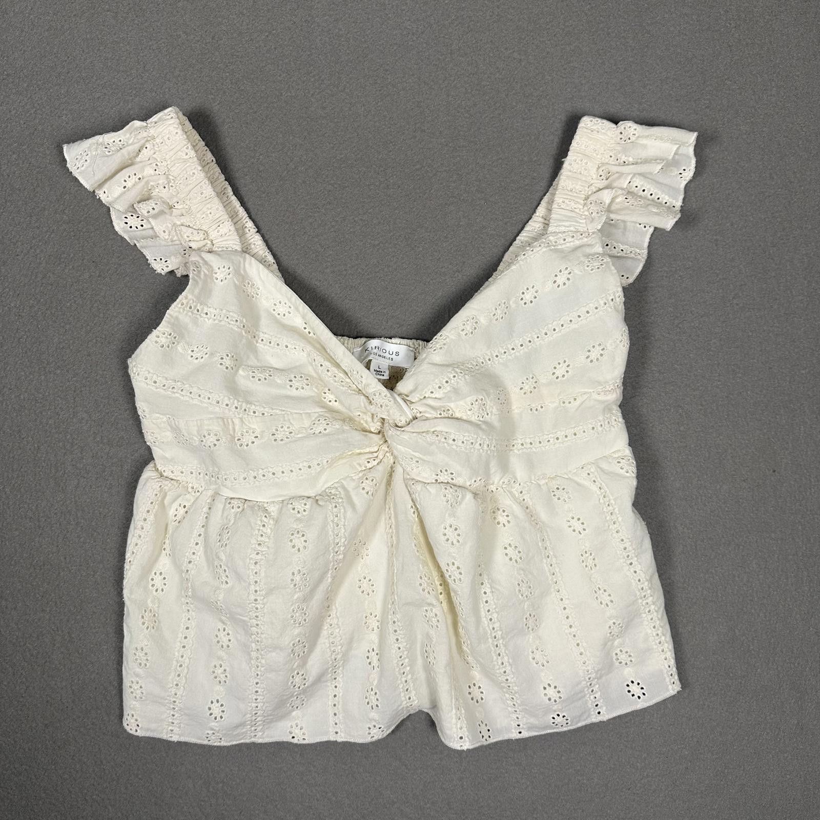 Other Women’s Crop Top Cream Ruffle Eyelet Size L / US 10 / IT 46 - 1 Thumbnail