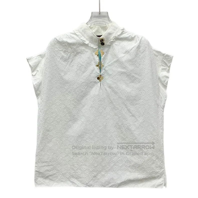 Louis Vuitton Louis Vuitton White cotton logo jacquard full print collar Size S / US 4 / IT 40 - 1 Thumbnail