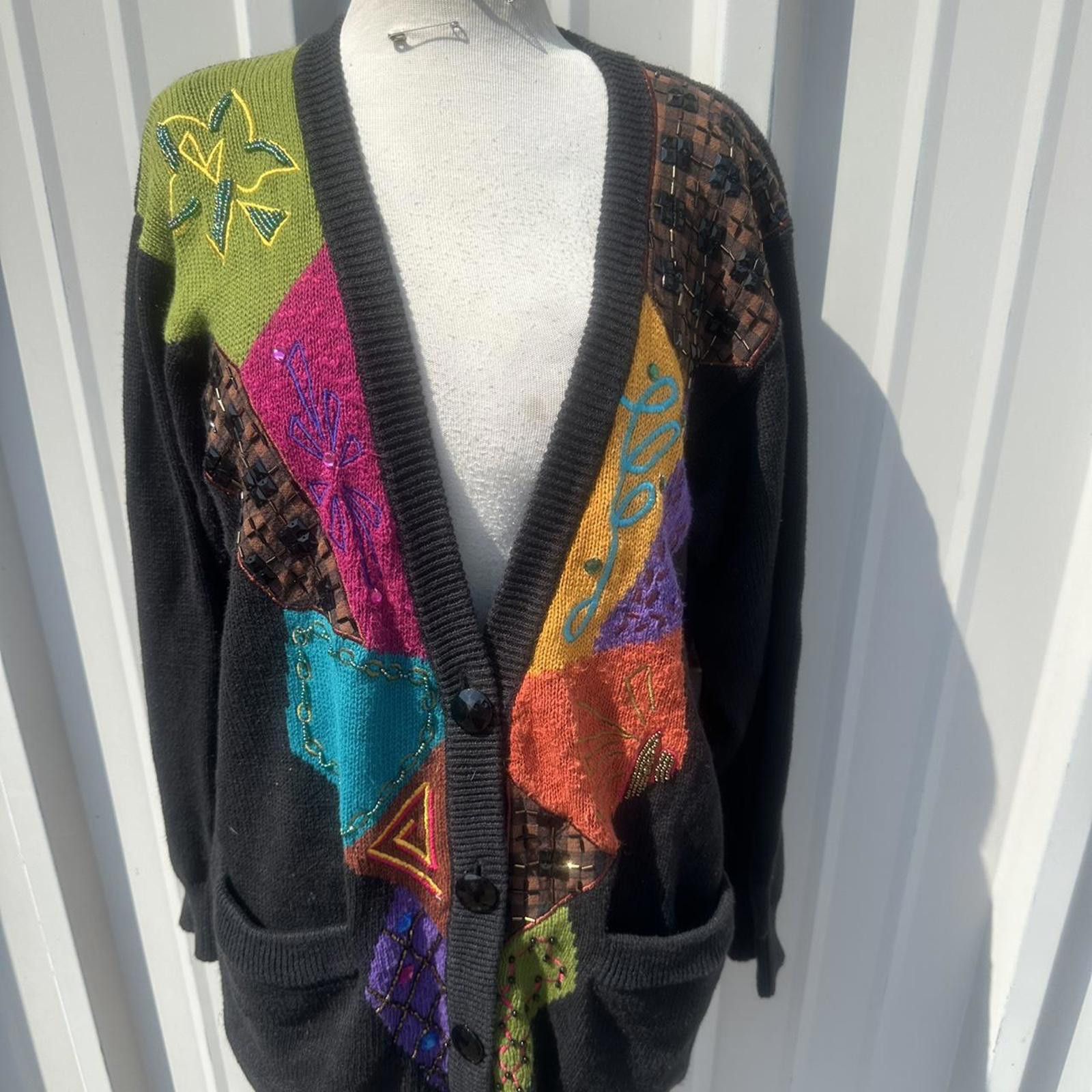 Other Black and multi-coloured vintage knit cardigan g cardigan Size S / US 4 / IT 40 - 2 Thumbnail