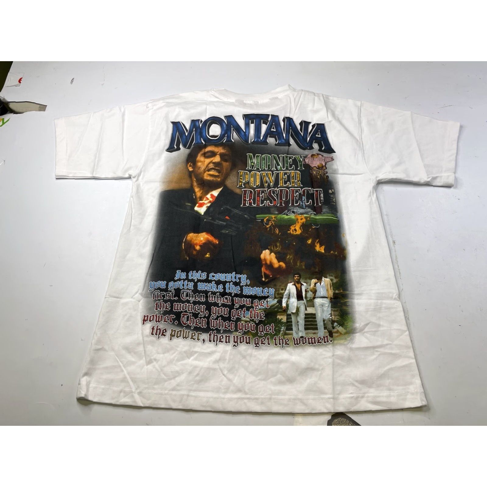 Marino Morwood Marino Morwood Scarface Tony Montana T Shirt White Mens Medium White Graphic Print Crew Neck Short Sleeve T-Shirt Size US M / EU 48-50 / 2 - 6 Thumbnail
