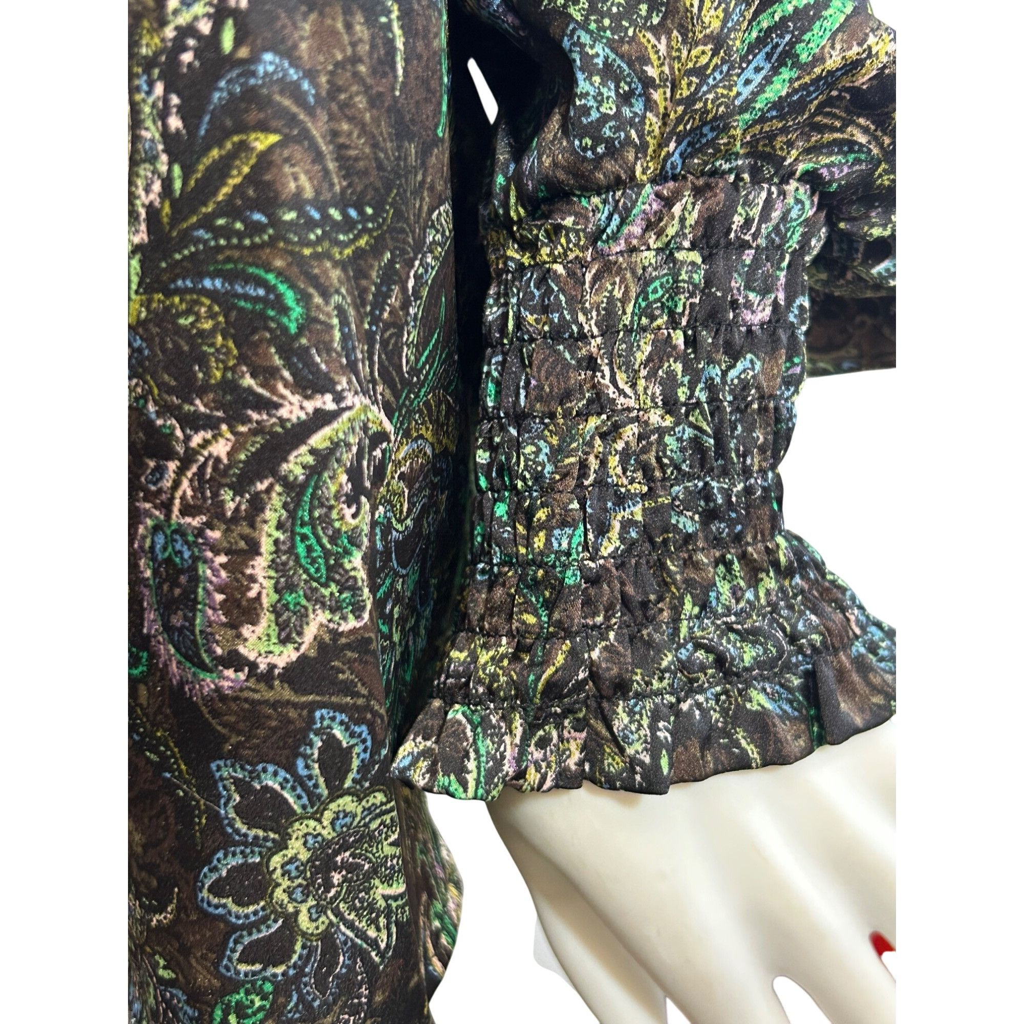 Other Pleione Women’s Blouse M Long Puff Sleeve Paisley Floral Bro Size M / US 6-8 / IT 42-44 - 11 Thumbnail