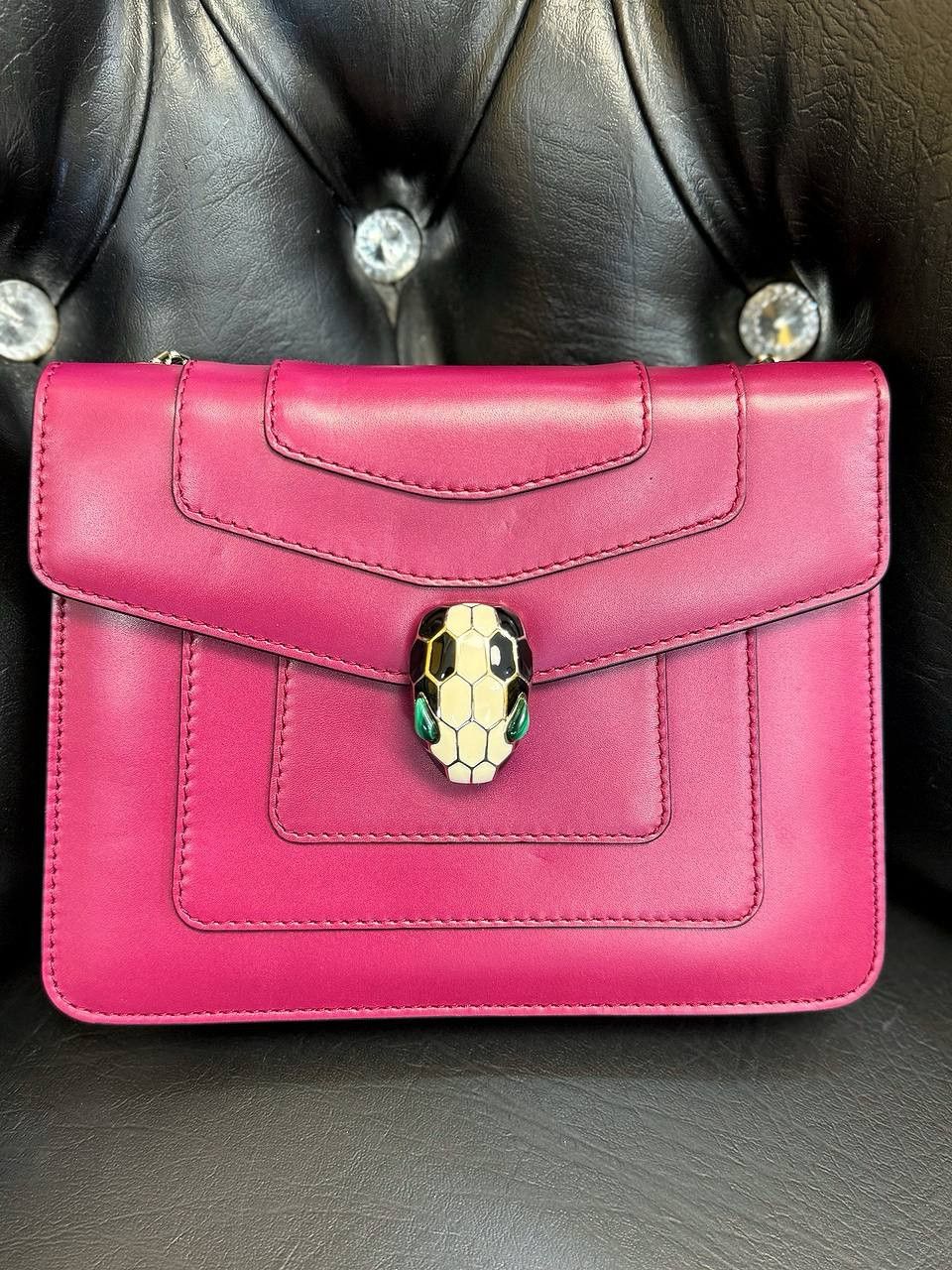 Bvlgari Serpenti Forever Square Crossbody Purple Shoulder