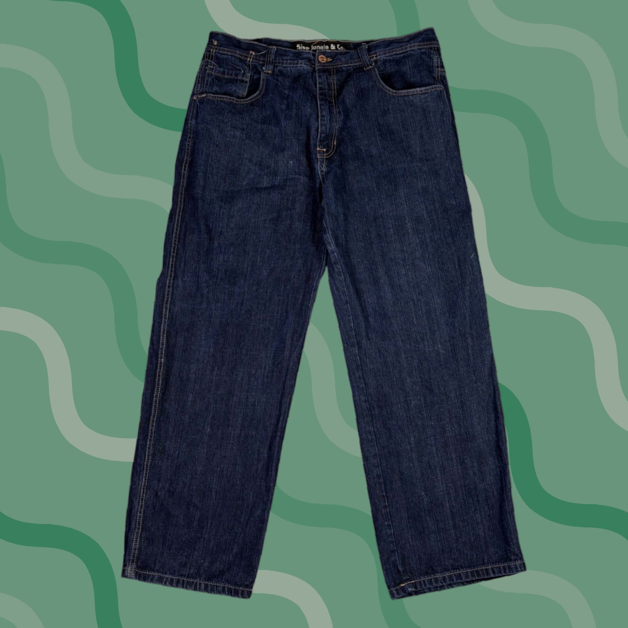 Vintage VINTAGE Sive Jungle & Co. Jeans Dark Wash Relaxed Fit 38x33 Mens Jeans 5-Pocket Denim Cotton Wide-Leg Hip Hop City Modern Vintage No Size US 38 / EU 54 - 1 Thumbnail