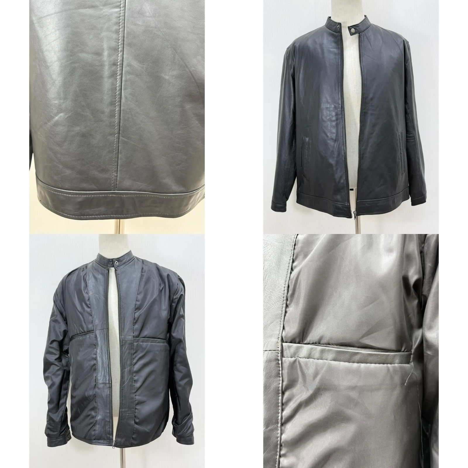 Vintage Men's Italian Leather Jacket - Sheepskin, Normal Cut, Black, Size L, Premium Soft Coat, 90s Theme, Military Style, Full Zip, Pockets, Regular Fit Size US L / EU 52-54 / 3 - 9 Thumbnail